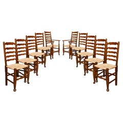 Set of Ten Ladder Back Dining Chairs