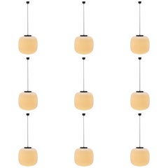 Set of Ten Large Glass Pendants, 1970s