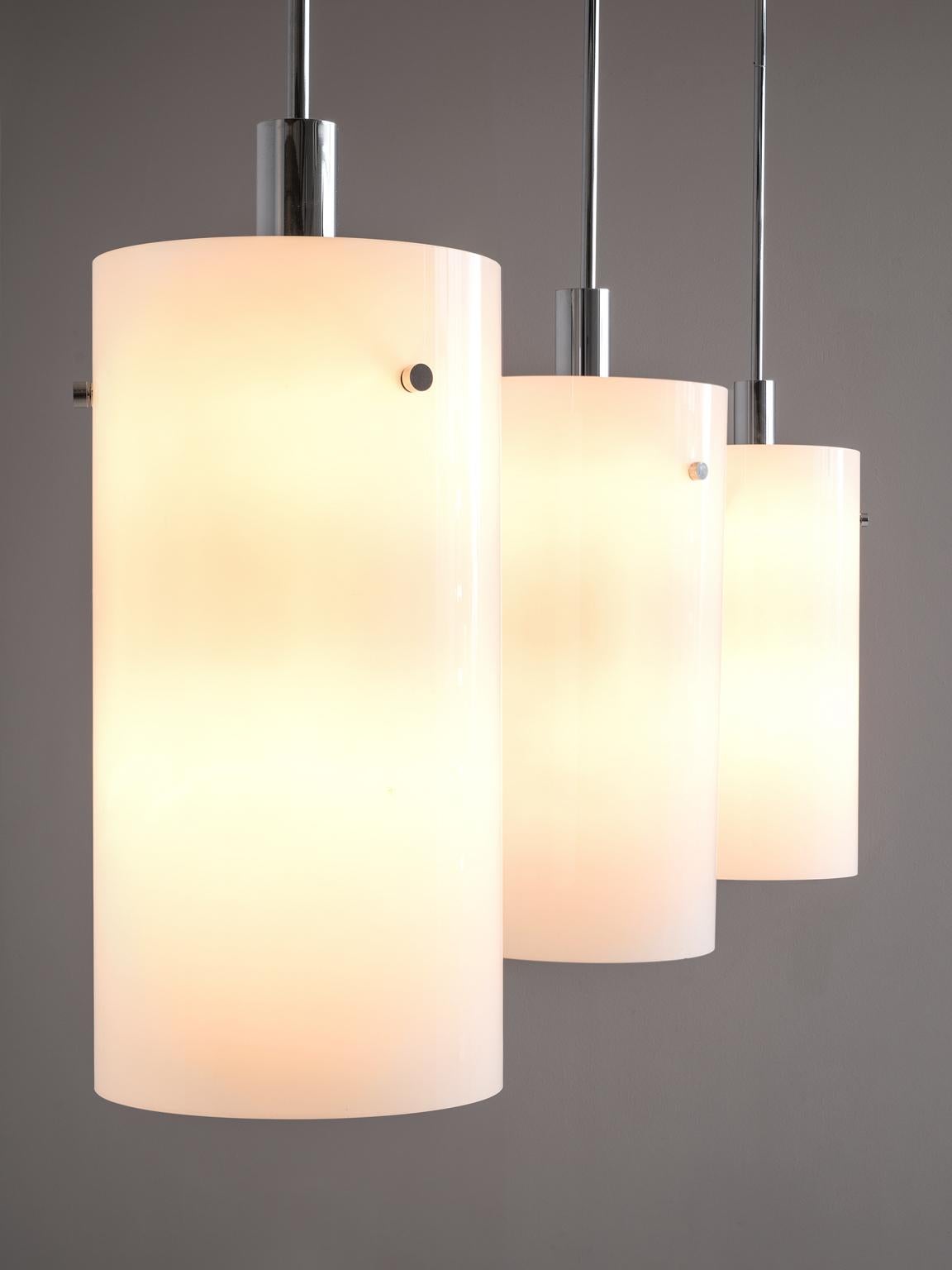 European Set of Ten Large Pendants with White Glass Shade