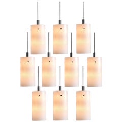 Set of Ten Large Pendants with White Glass Shade