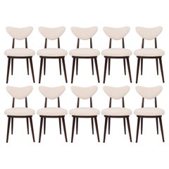 Set of Ten Light Boucle Heart Chairs, Europe, 1960s