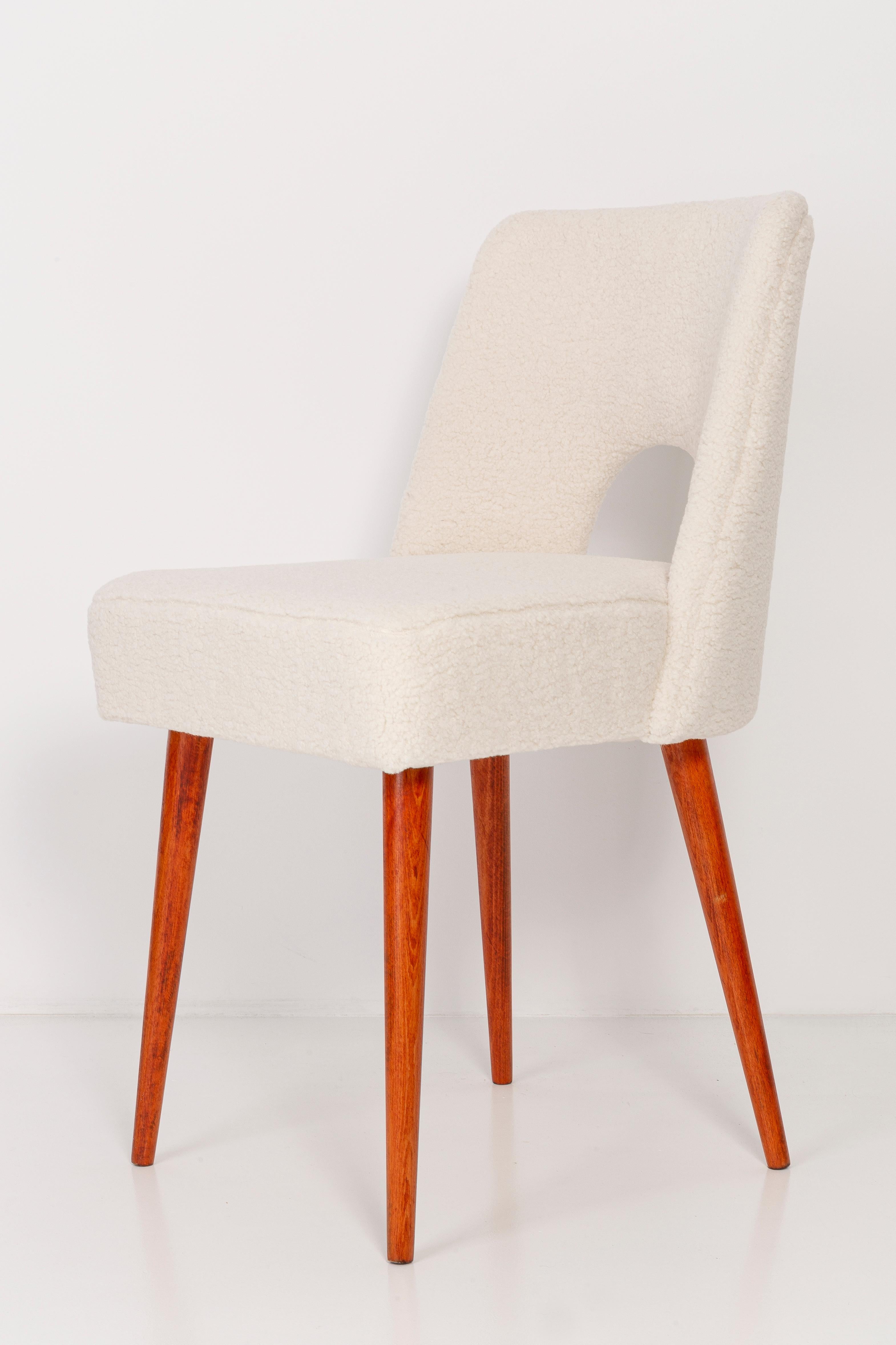 Hand-Crafted Set of Ten Light Crème Boucle 'Shell' Chairs, 1960s For Sale