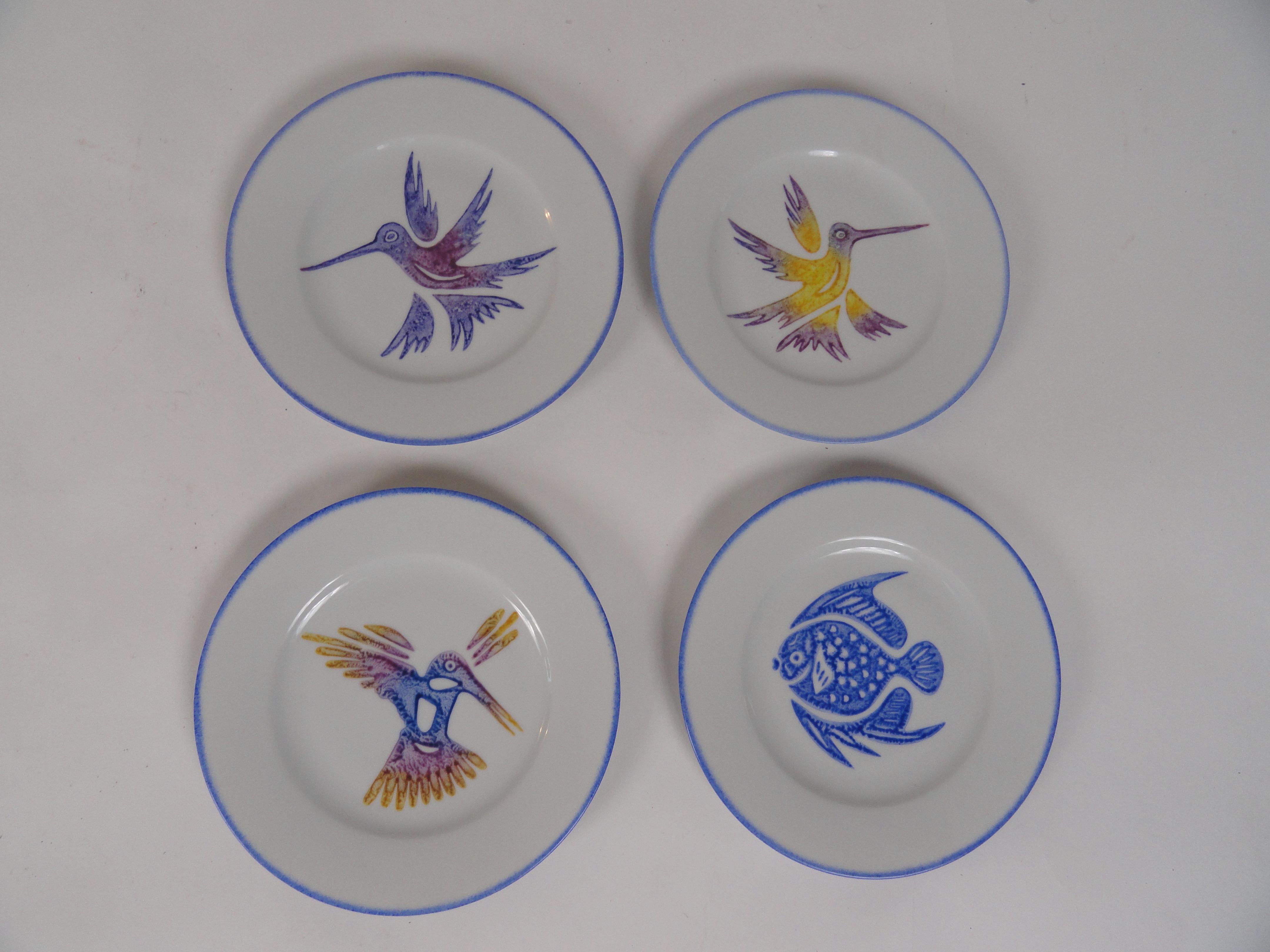 Set of Ten Limoges Painted Plates In Excellent Condition For Sale In West Palm Beach, FL