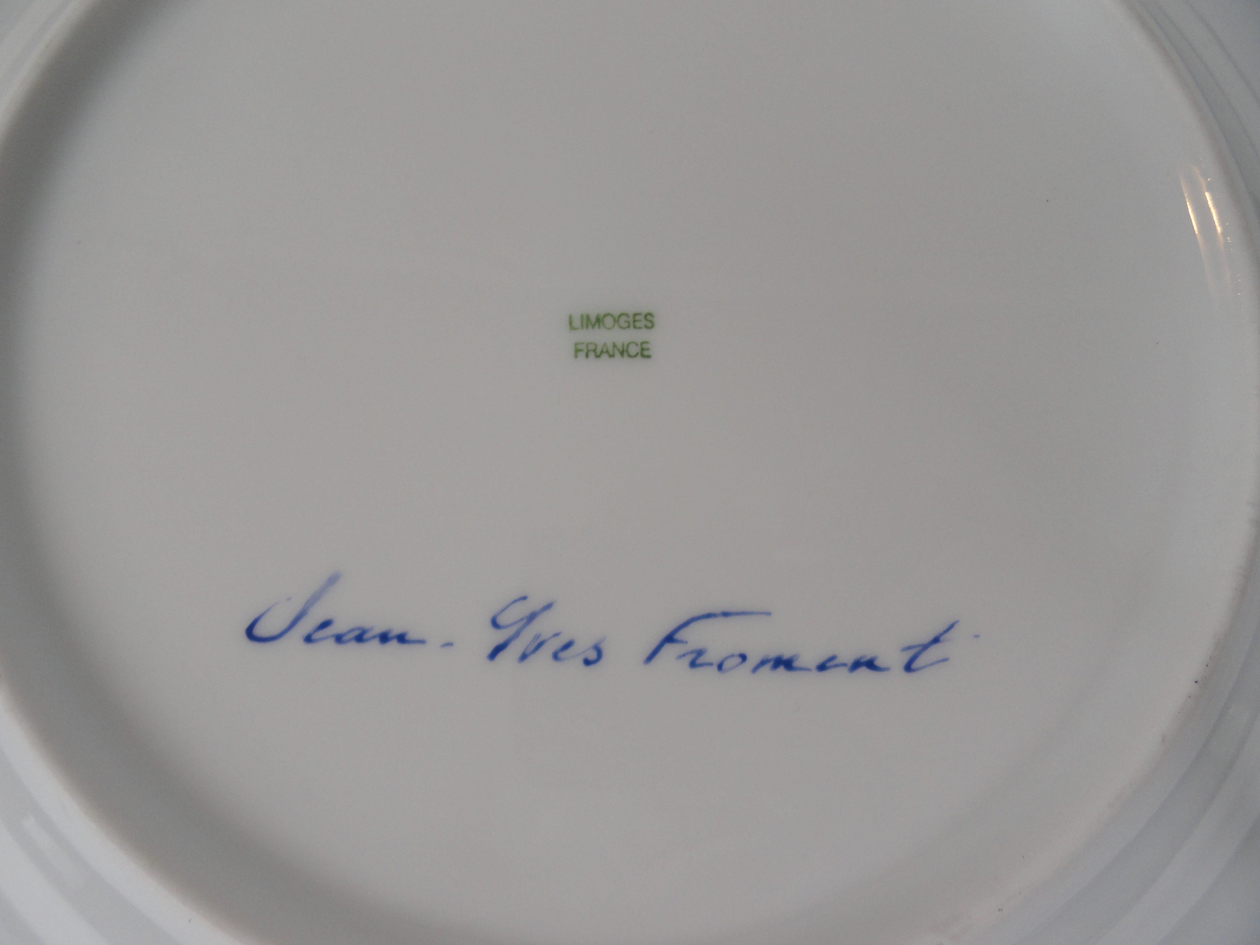 Late 20th Century Set of Ten Limoges Painted Plates For Sale