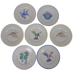 Retro Set of Ten Limoges Painted Plates