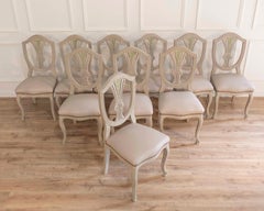 Set of Ten Louis XV–Louis XVI Transition Style Chairs, France, 20th Century