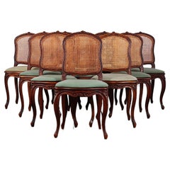 Set of Ten Louis XV Style Caned Dining Chairs Set of Ten Louis XV Style Caned Dining Chairs