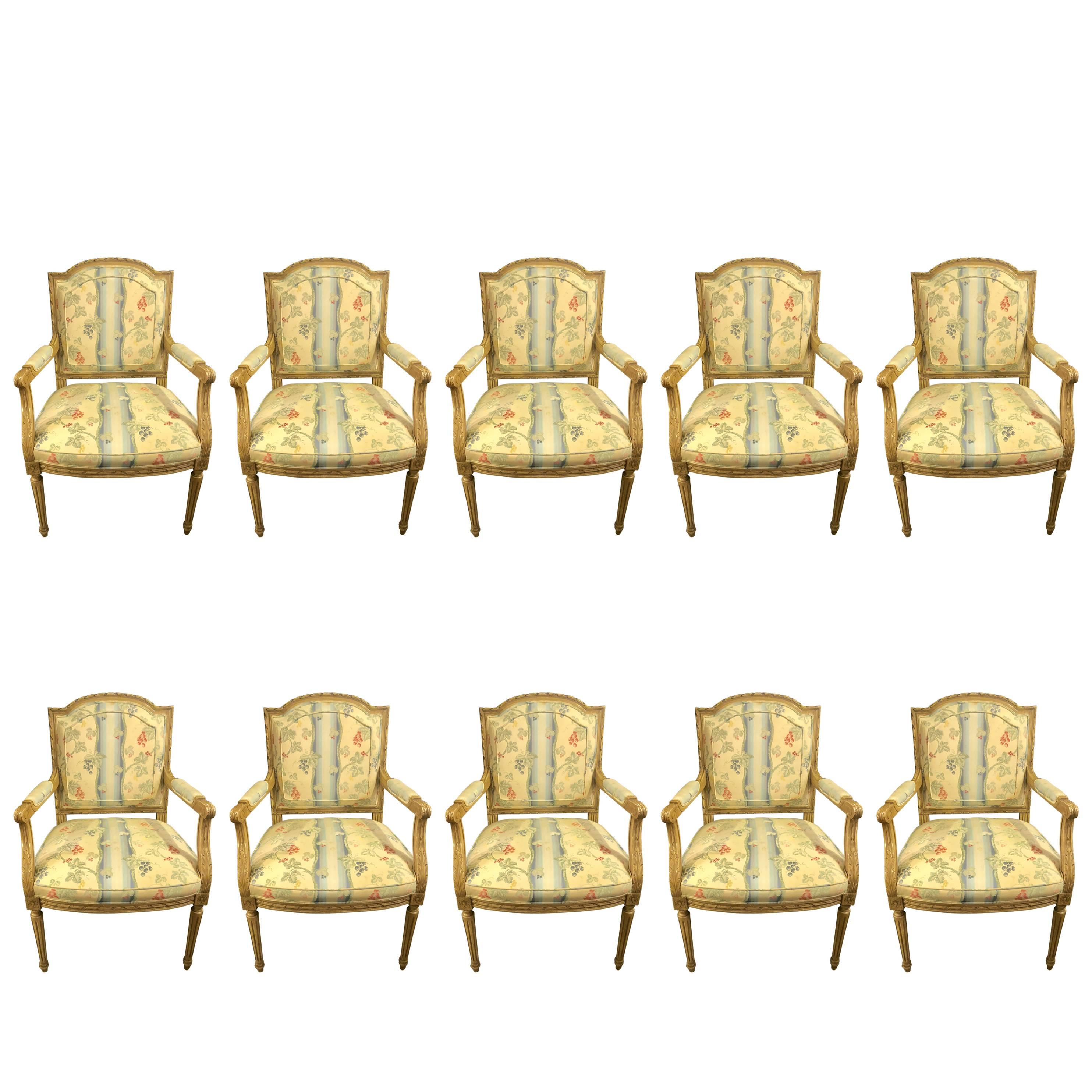 Set of Ten Louis XVI Style Armchairs in the Maison Jansen Manner