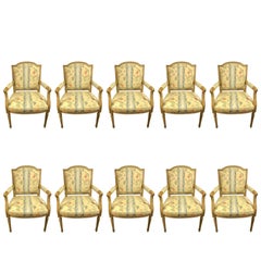 Set of Ten Louis XVI Style Armchairs in the Maison Jansen Manner