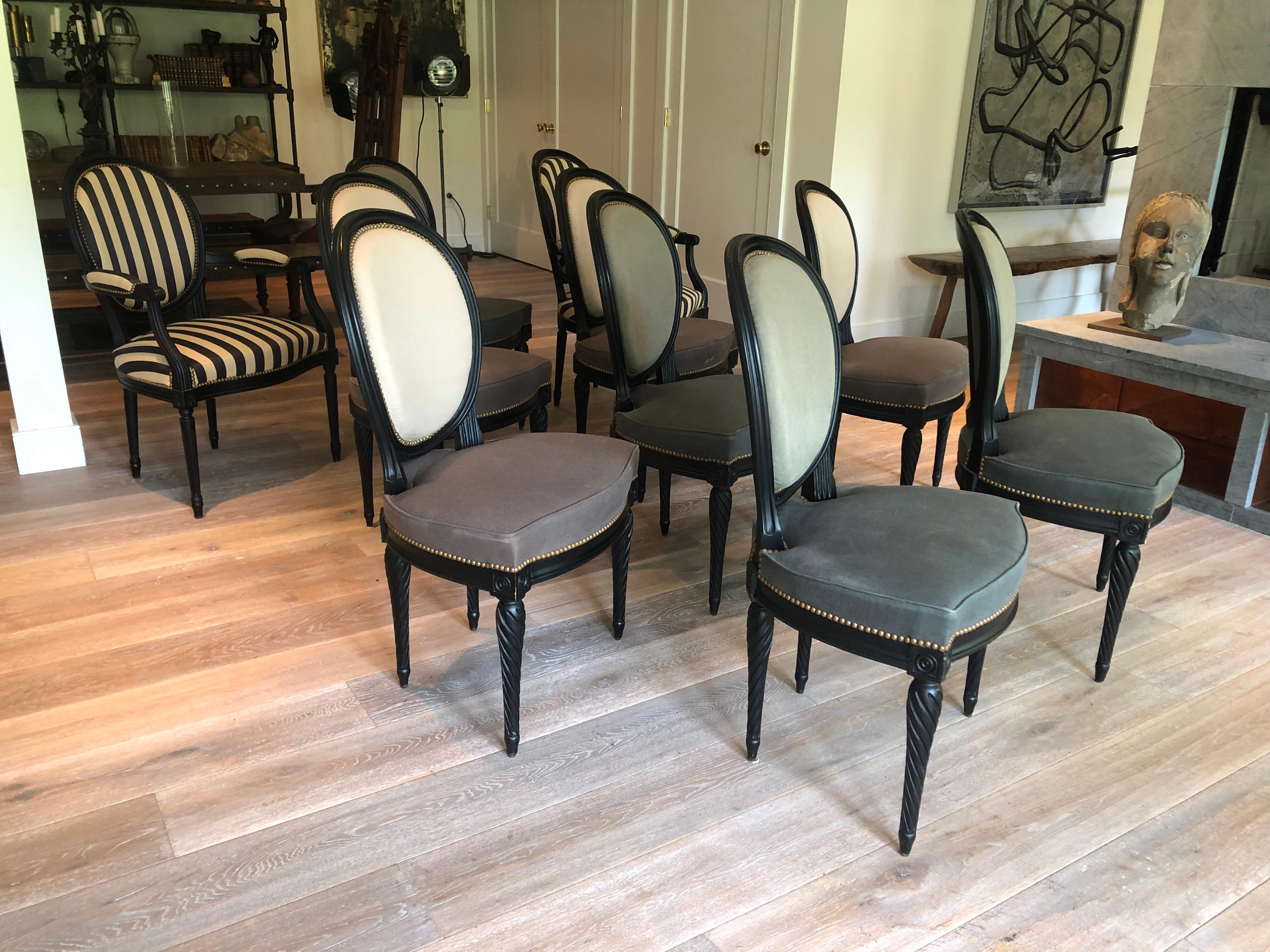 French Set of Eight Louis XVI Style Dining Chairs
