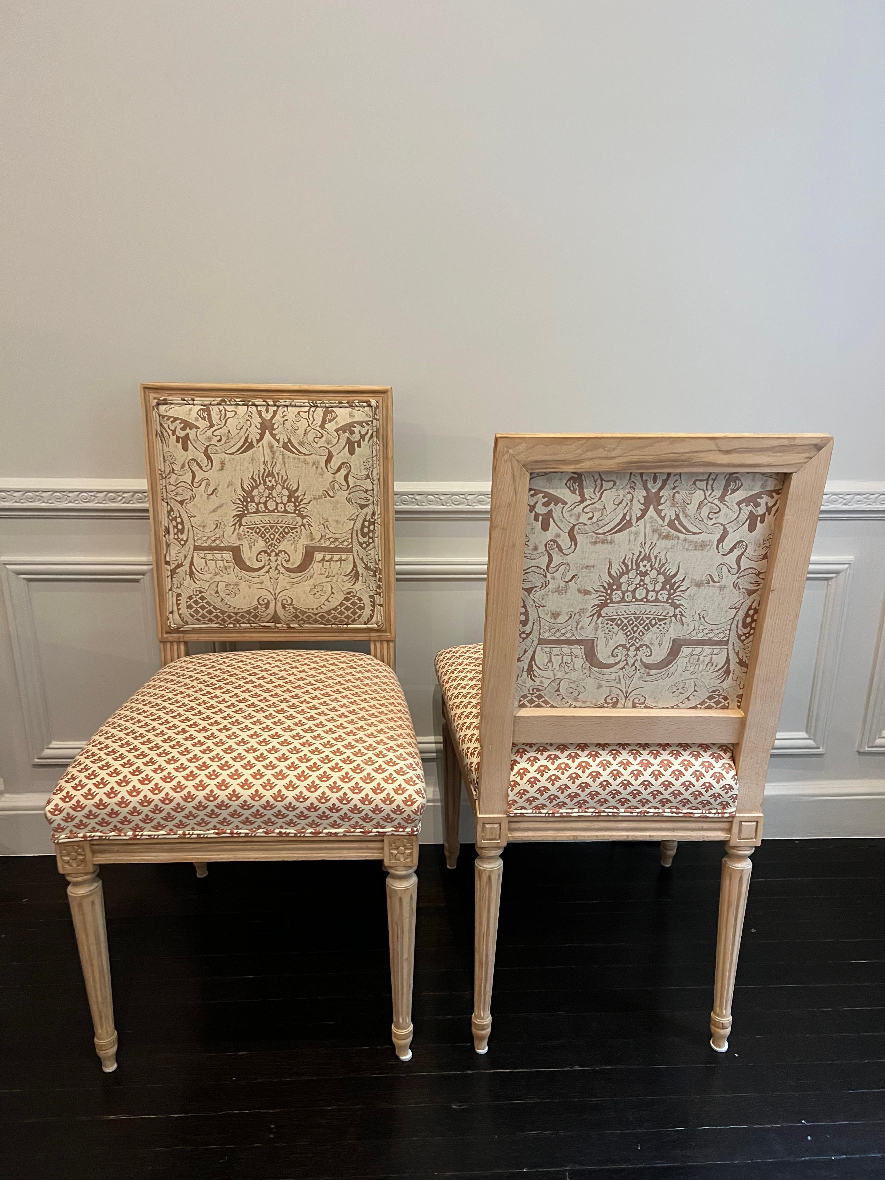 Set of Ten Louis XVI Style Dining Chairs in Fortuny Fabrics 15