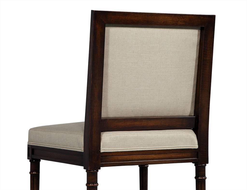 Fabric Set of Ten Louis XVI Style Square Back Dining Chairs by Carrocel