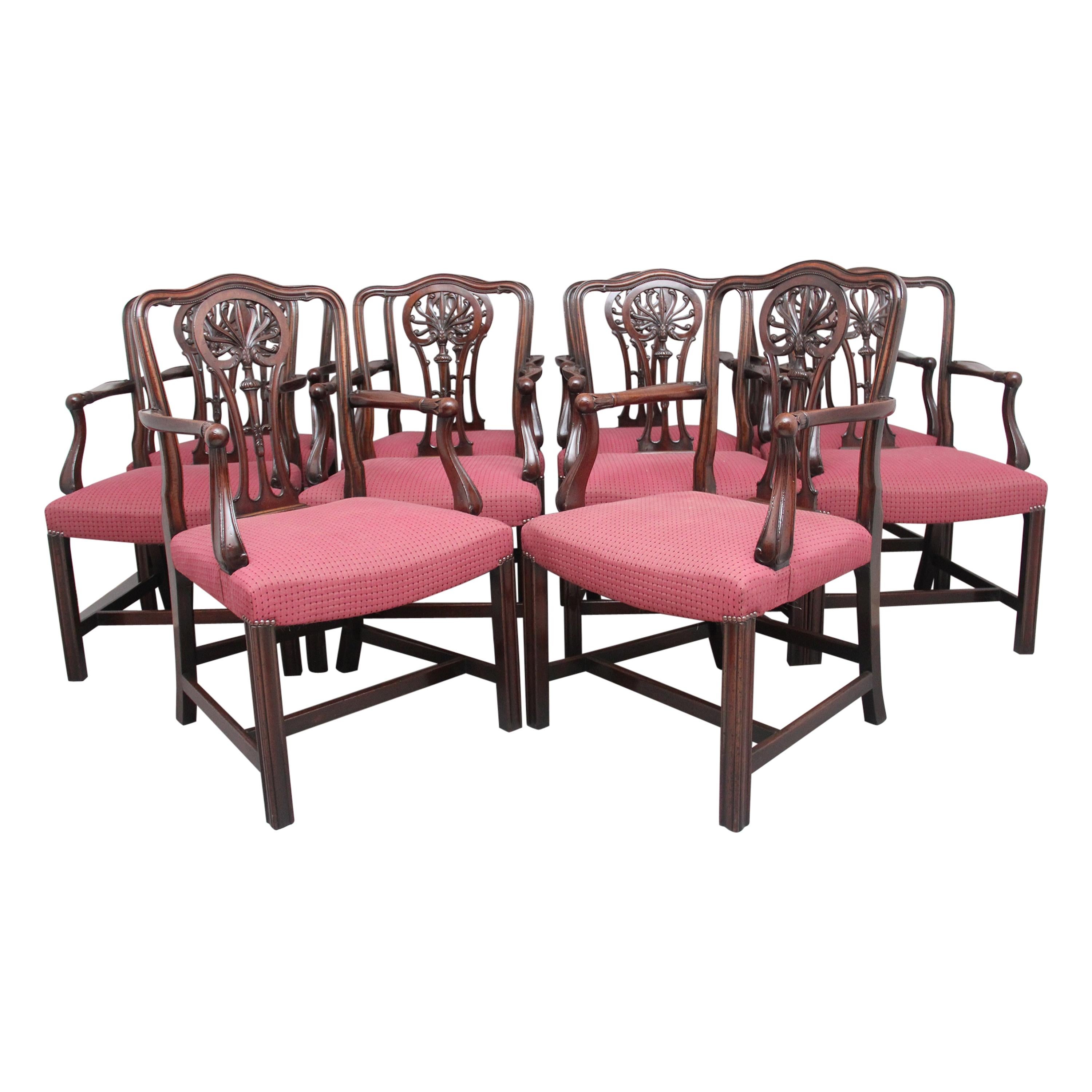 Set of Ten Mahogany Armchairs by Alfred Allen of Birmingham For Sale