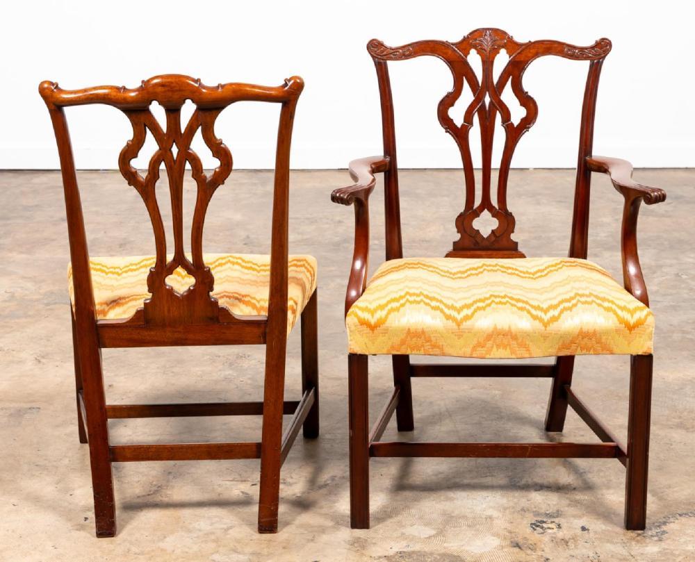 English Set of Ten Mahogany Chippendale Style Dining Chairs For Sale