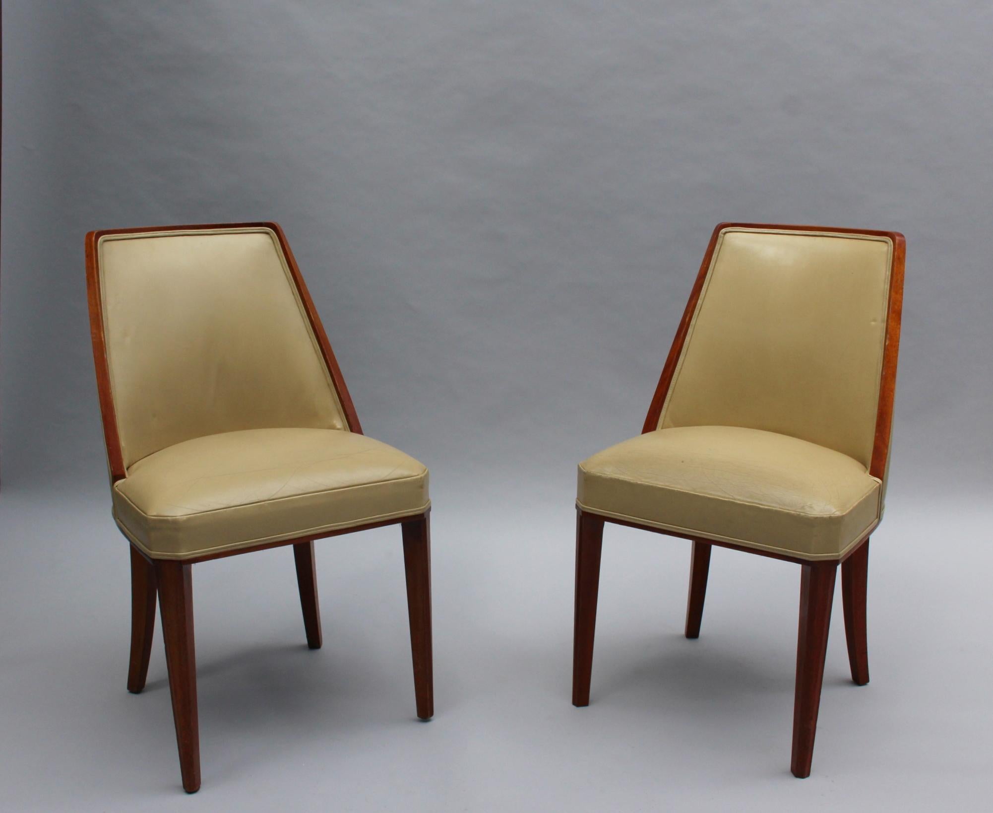 Mid-20th Century Set of 10 Fine French Art Deco Mahogany Dining Chairs by Albert Guenot