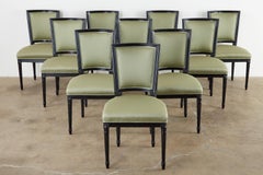 Set of Ten Maison Jansen Louis XVI Style Lacquered Dining Chairs