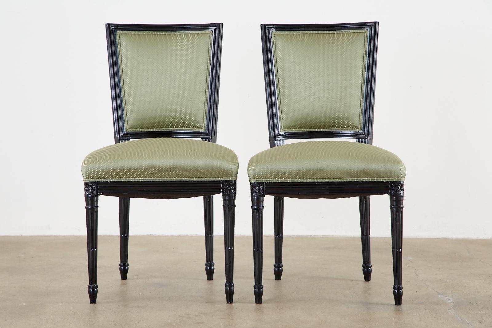 Set of Ten Maison Jansen Louis XVI Style Lacquered Dining Chairs 1