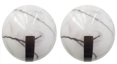 Set of Ten Marbled Murano Glass Half-Moon Sconces. Italy, 1970's.