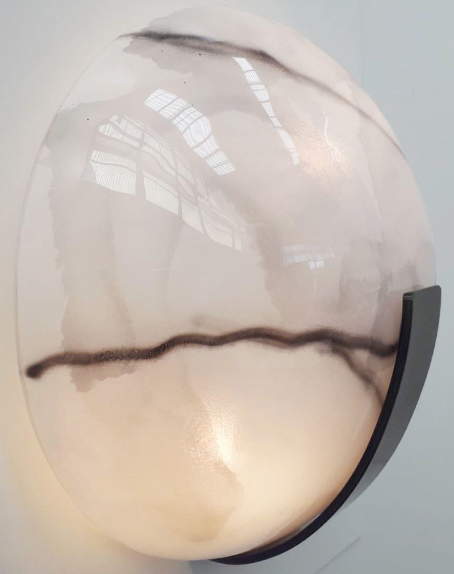 Satz von zehn marmorierten Murano-Glas-Halbmond-Kerzen. Italien, 1970er Jahre. (Muranoglas) im Angebot