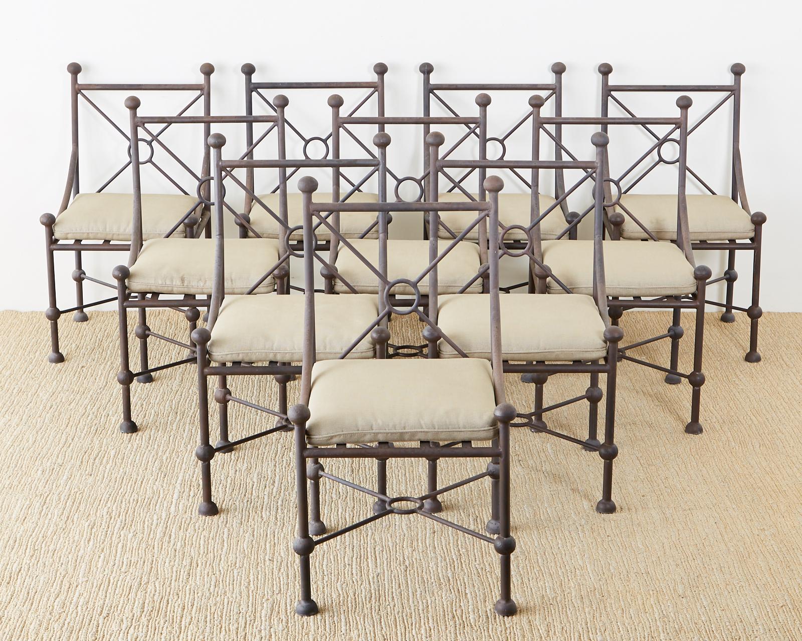 Neoclassical Set of Ten Mario Papperzini for Salterini Style Garden Chairs