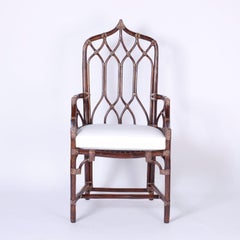 Set of Ten McGuire Rattan Dining Chairs