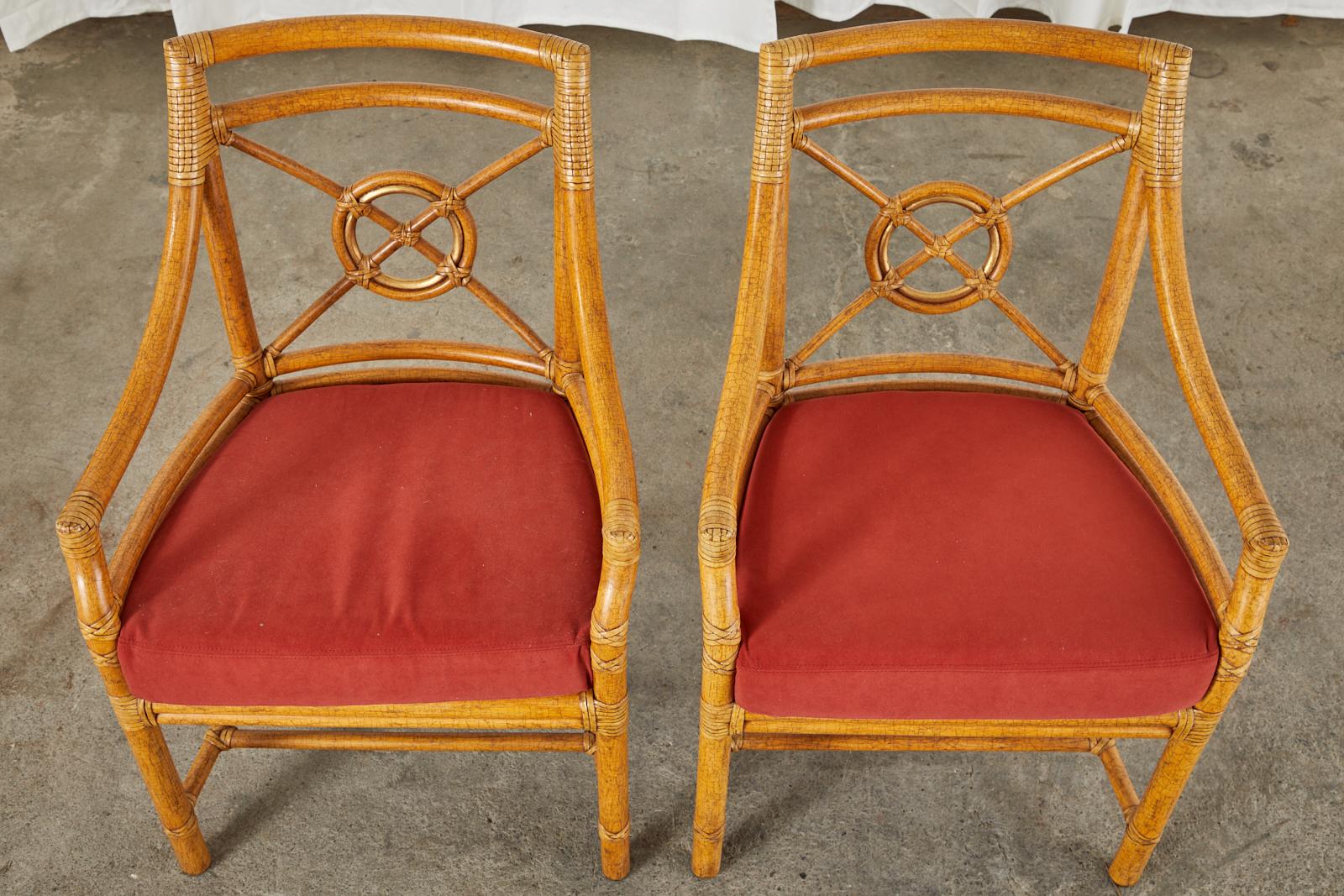 20th Century Set of Ten McGuire Rattan Target Design Dining Chairs