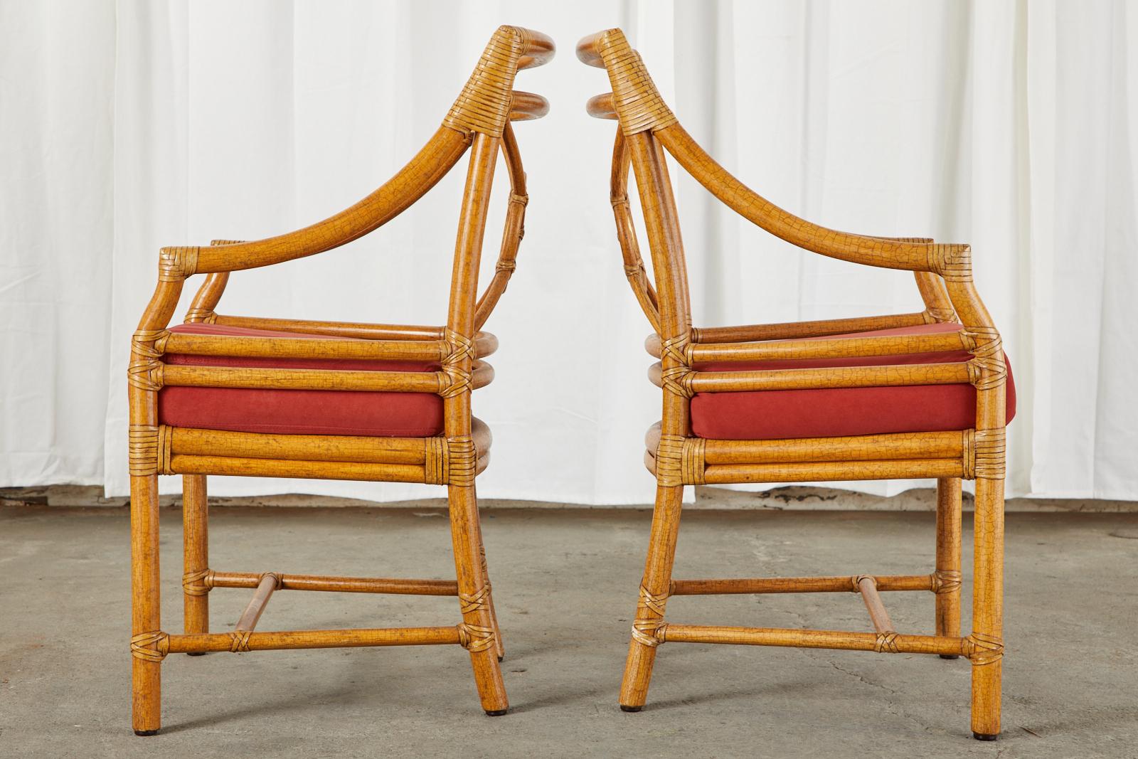 Set of Ten McGuire Rattan Target Design Dining Chairs 1
