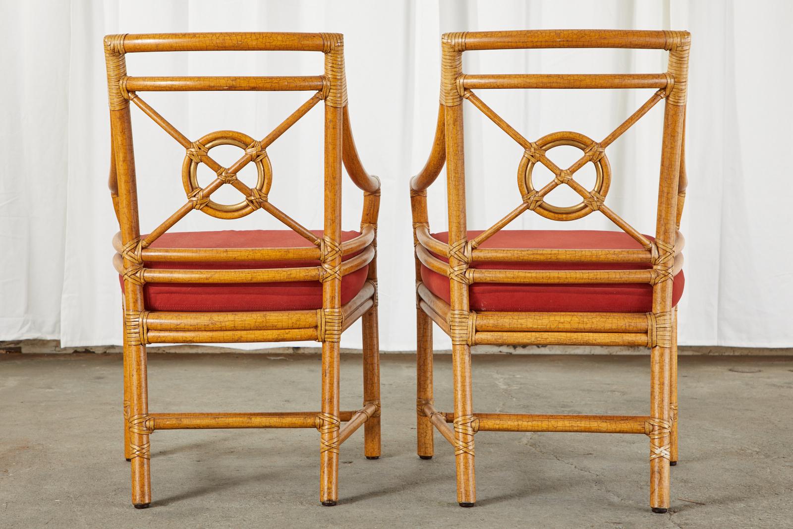 Set of Ten McGuire Rattan Target Design Dining Chairs 2