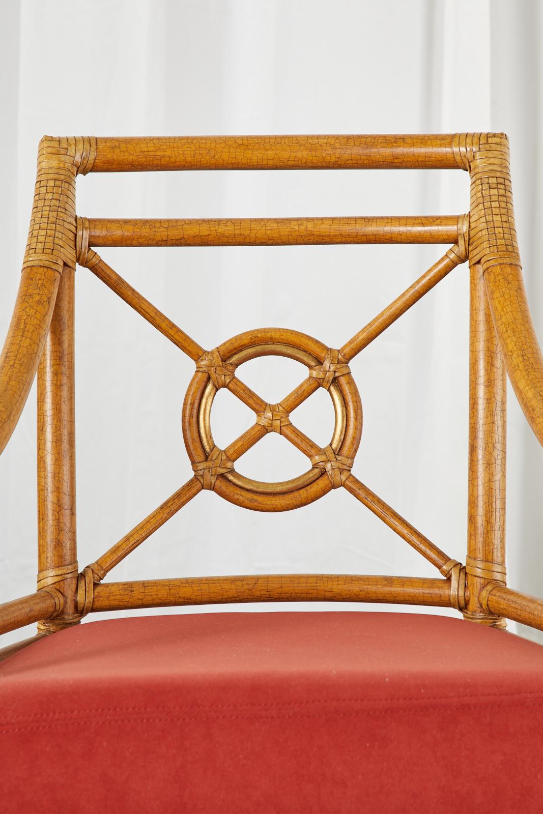 Set of Ten McGuire Rattan Target Design Dining Chairs 5