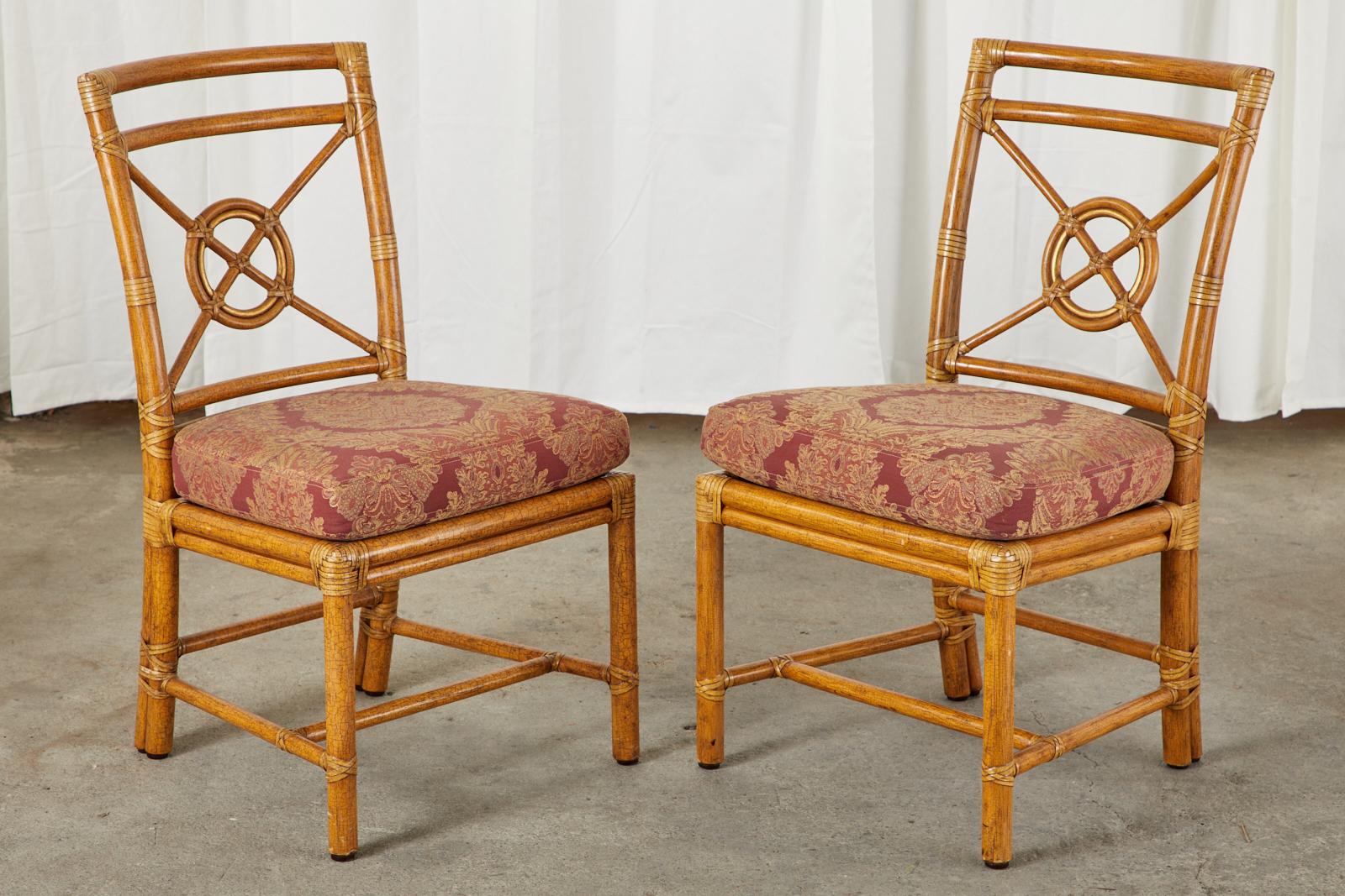 Organic Modern Set of Ten McGuire Rattan Target Design Dining Chairs