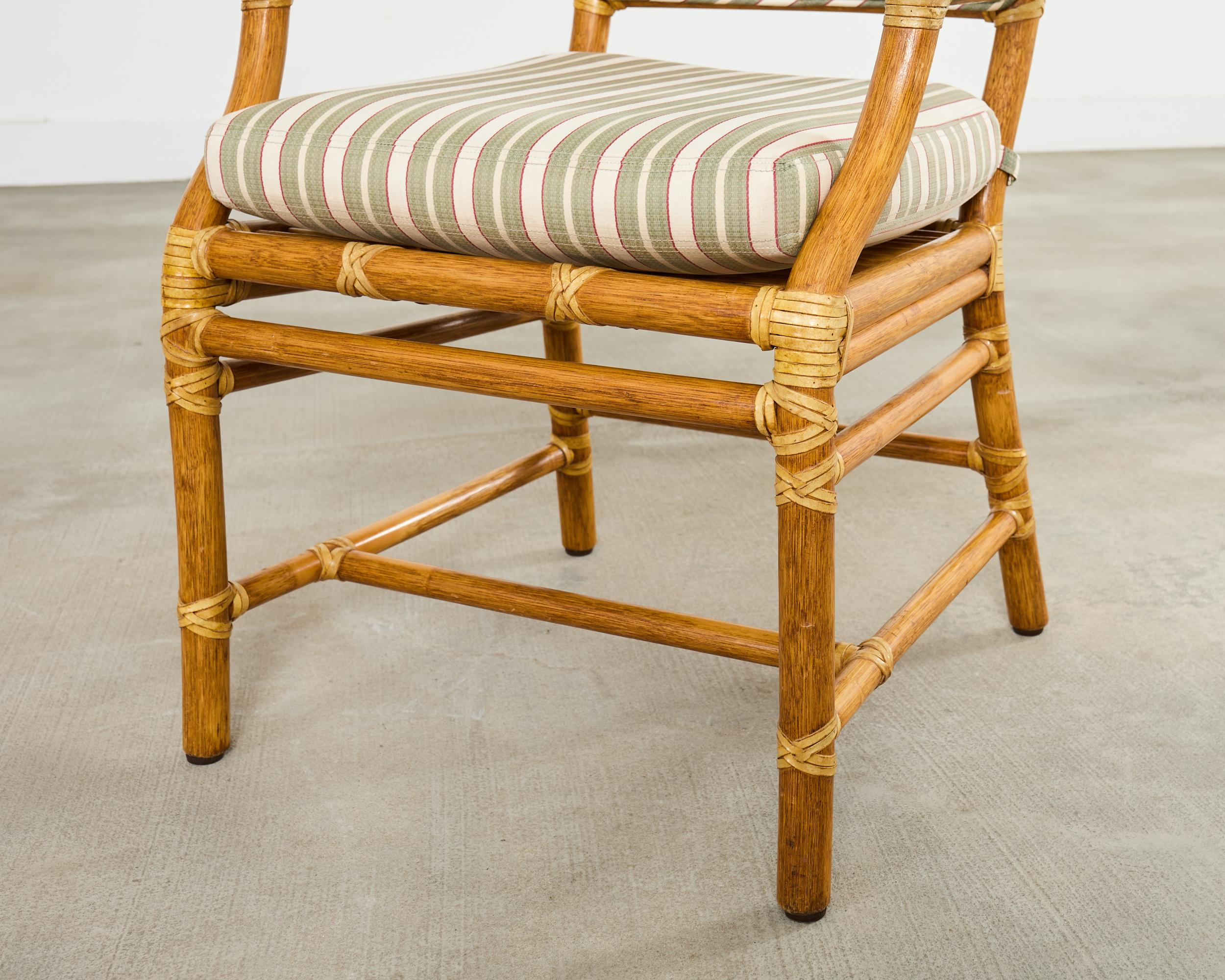 Set of Ten McGuire Rattan X-Back Dining Chairs For Sale 2