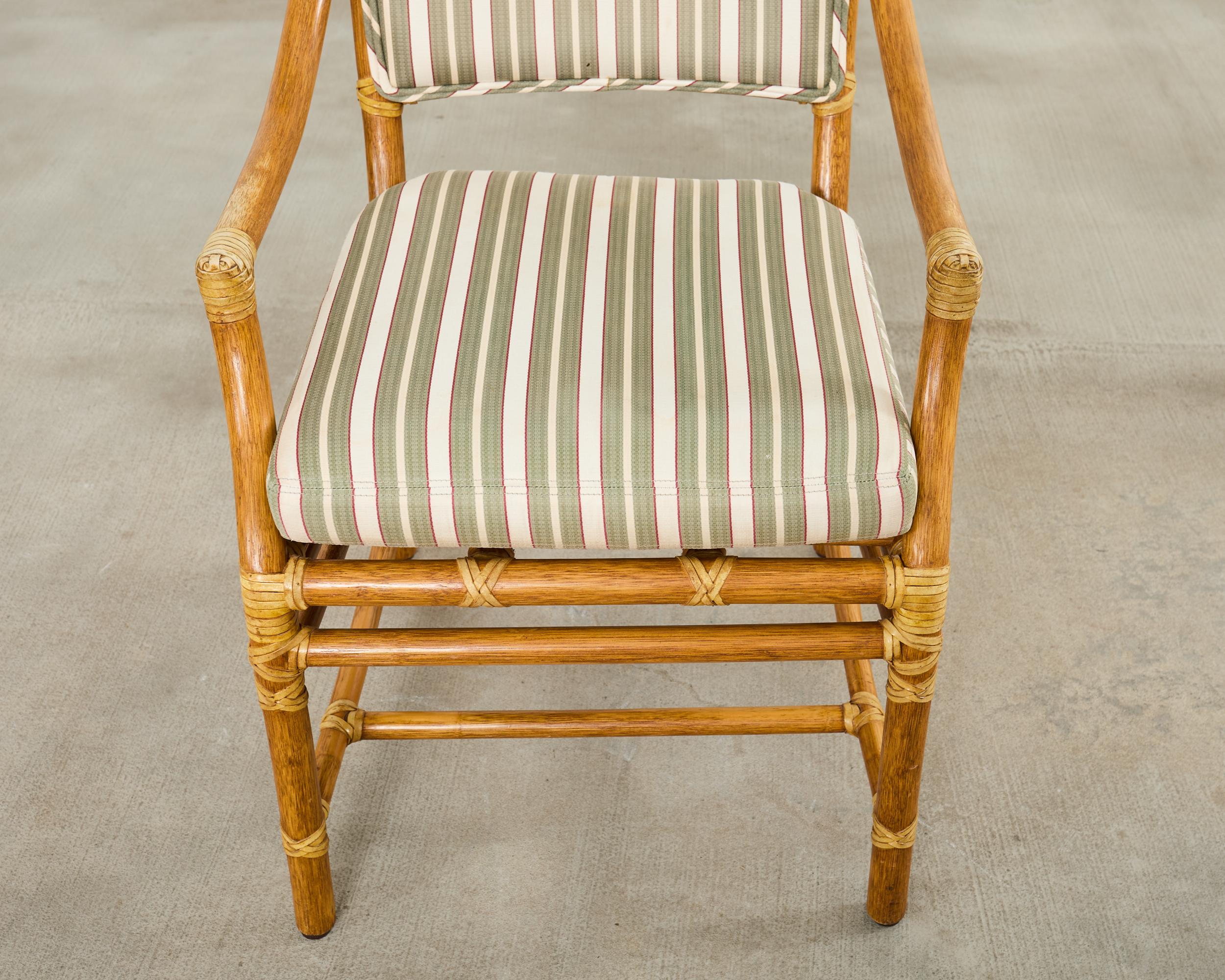 Set of Ten McGuire Rattan X-Back Dining Chairs For Sale 5