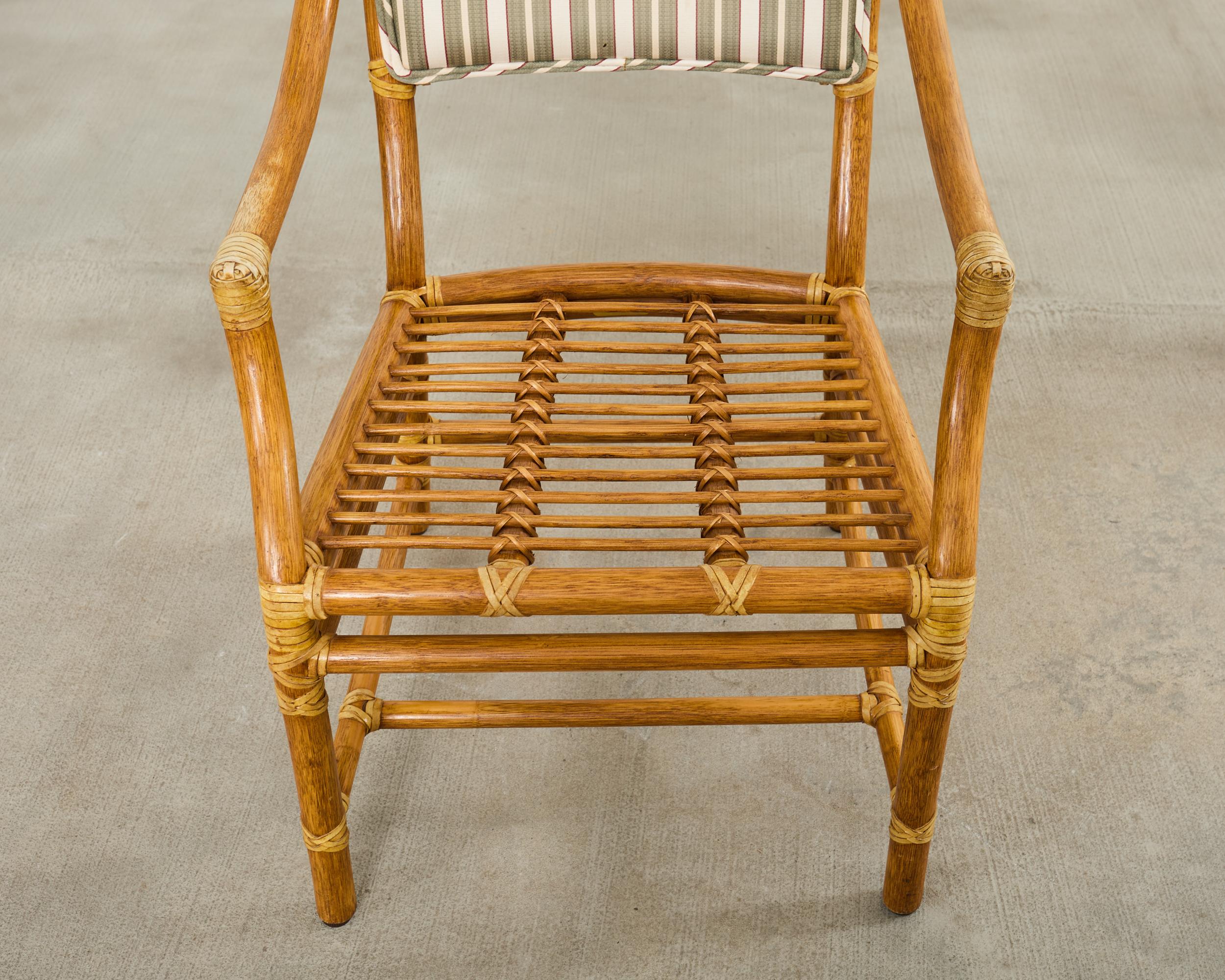Set of Ten McGuire Rattan X-Back Dining Chairs For Sale 6