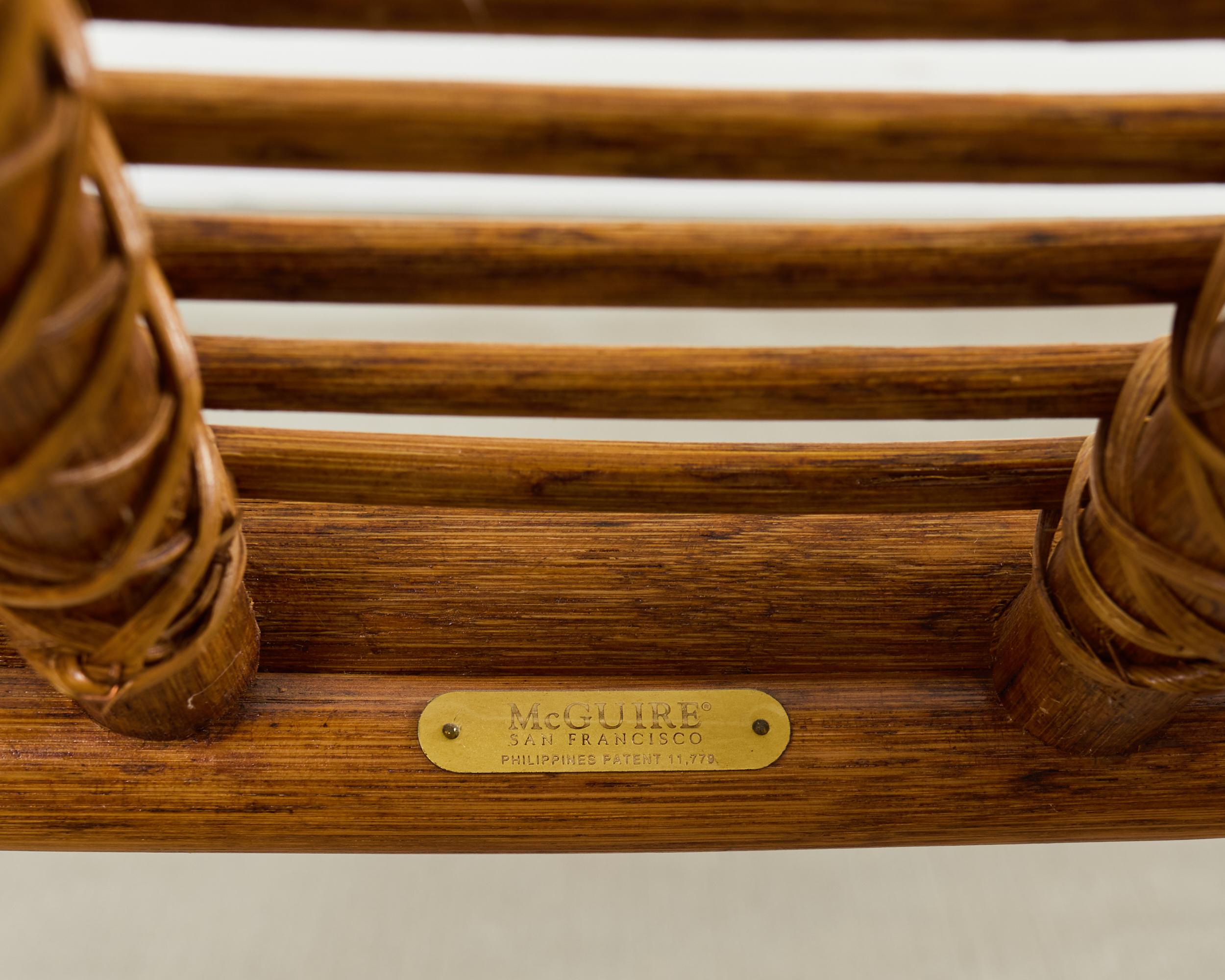 Set of Ten McGuire Rattan X-Back Dining Chairs For Sale 7