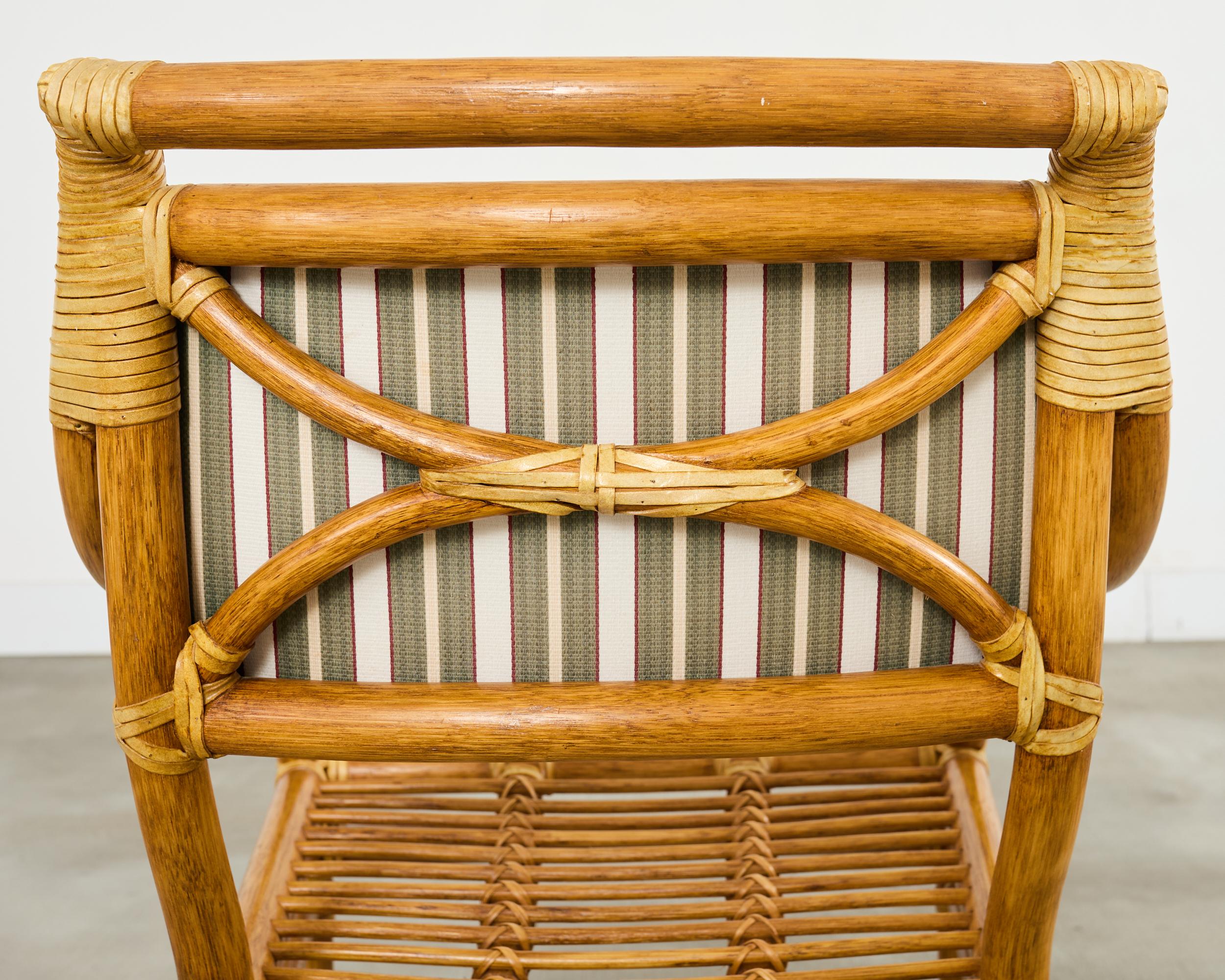 Set of Ten McGuire Rattan X-Back Dining Chairs For Sale 9