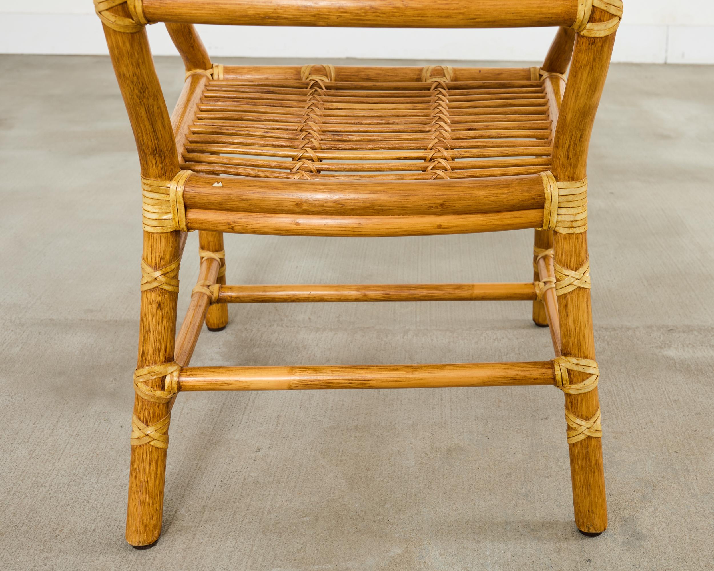 Set of Ten McGuire Rattan X-Back Dining Chairs For Sale 10