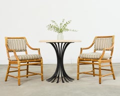 Set of Ten McGuire Rattan X-Back Dining Chairs