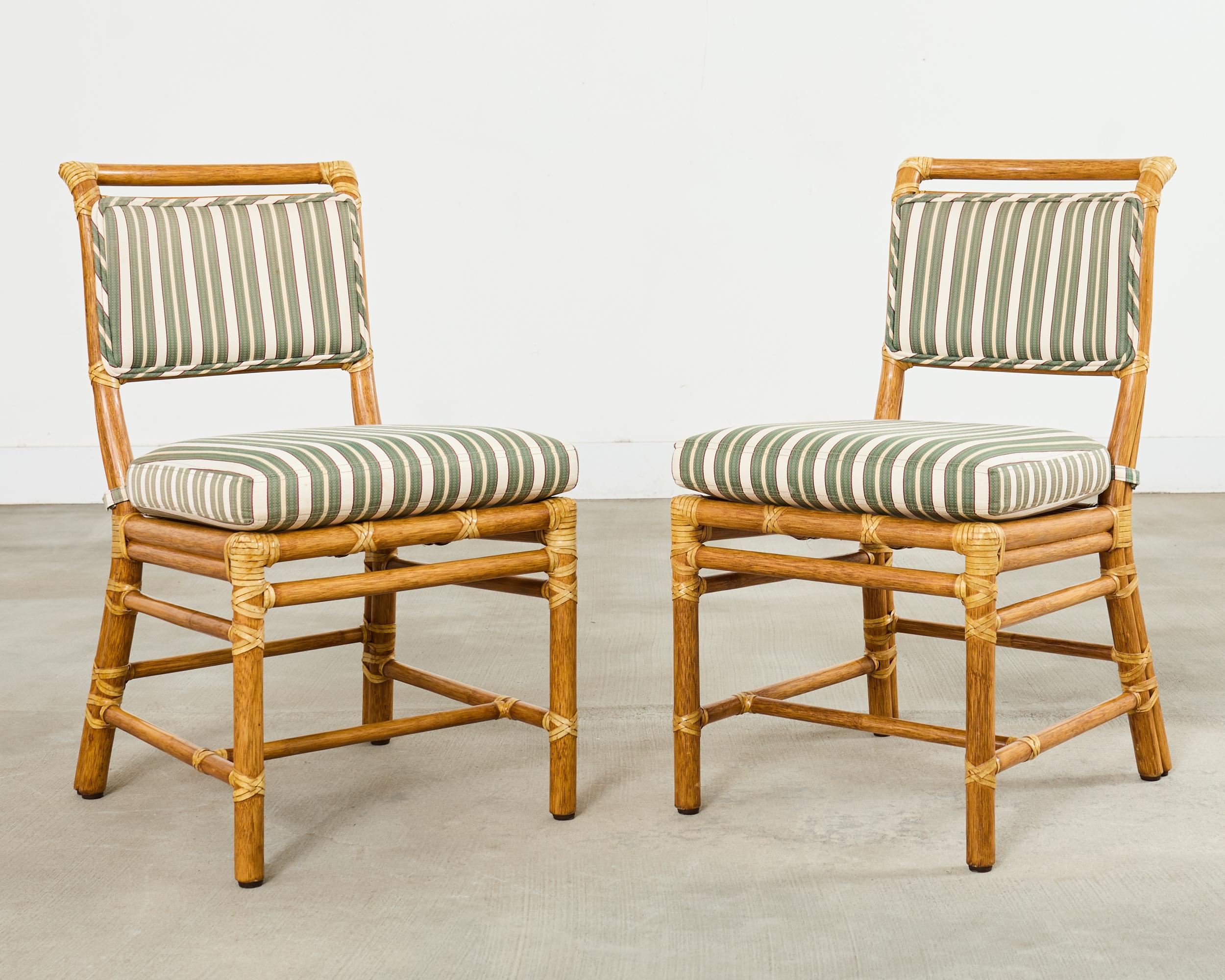 Set of Ten McGuire Rattan X-Back Dining Chairs For Sale 12