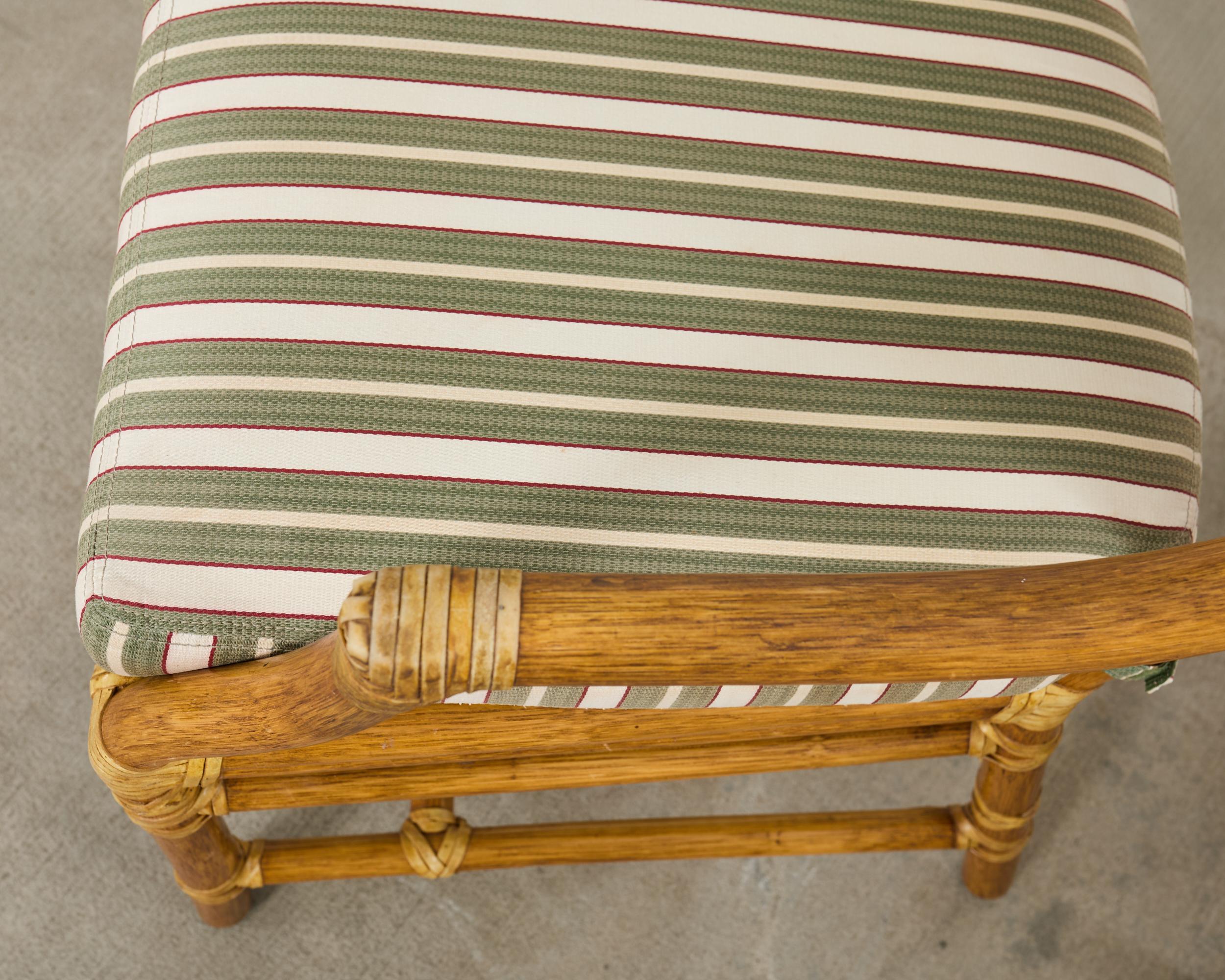 Hand-Crafted Set of Ten McGuire Rattan X-Back Dining Chairs For Sale