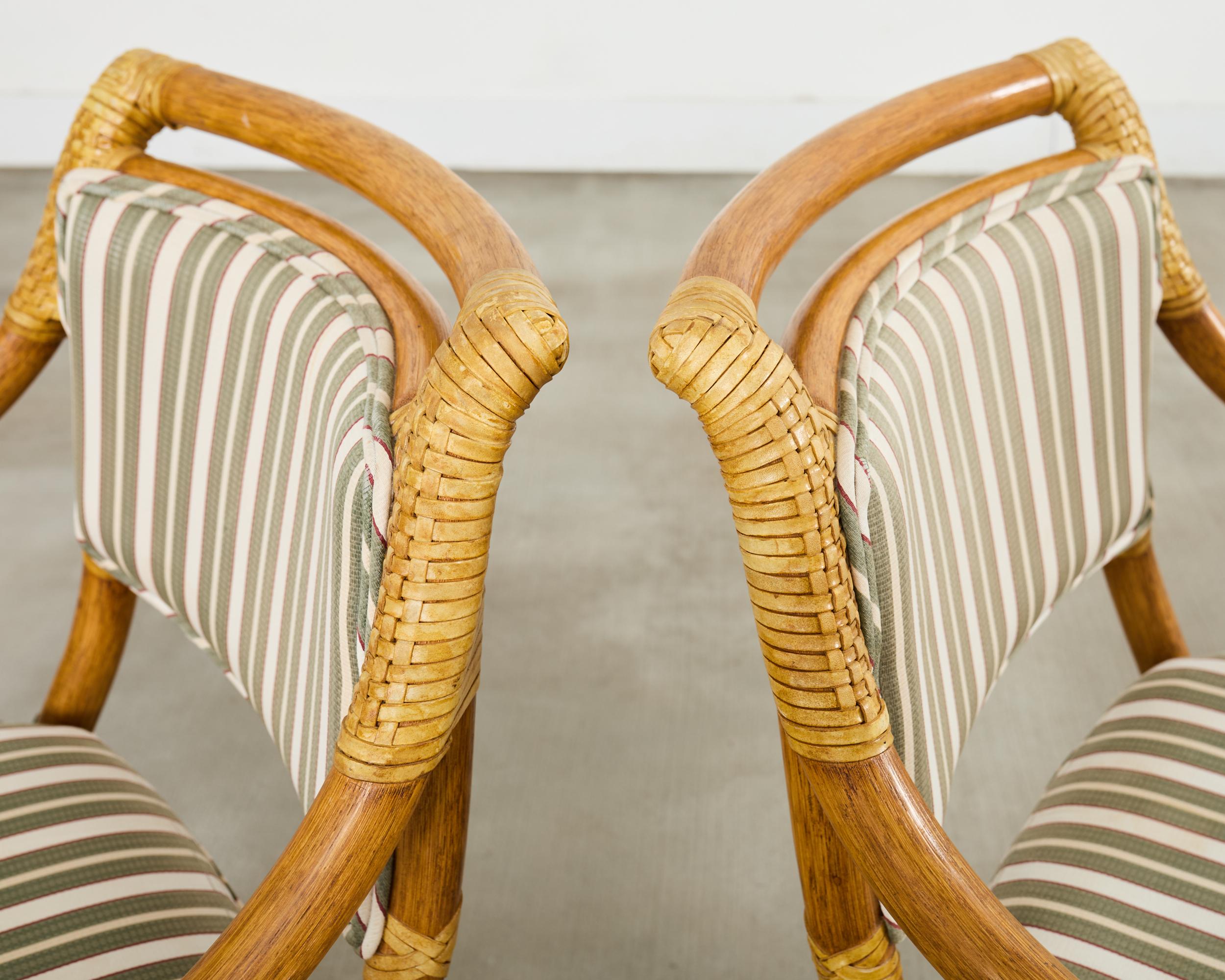 20th Century Set of Ten McGuire Rattan X-Back Dining Chairs For Sale