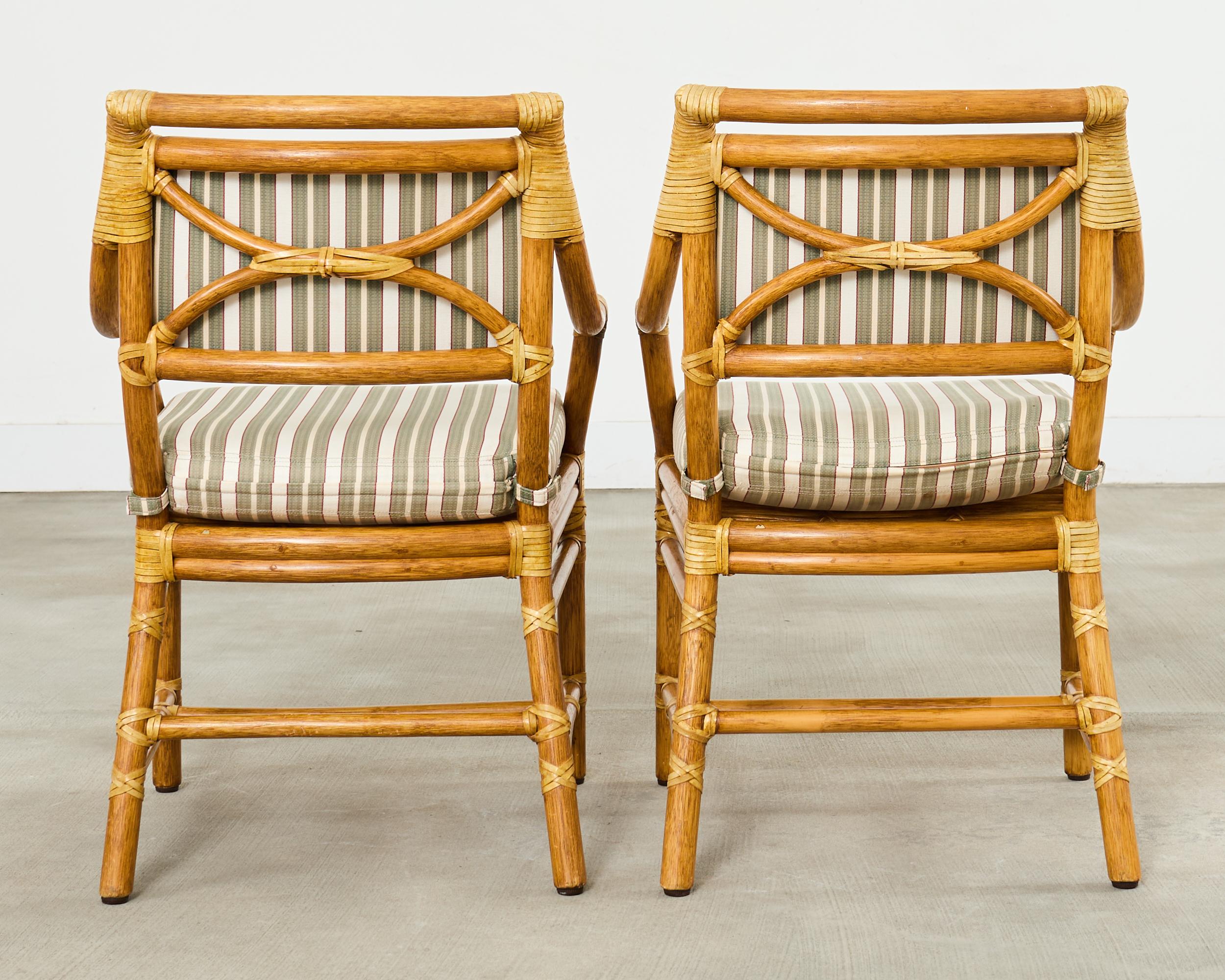 Set of Ten McGuire Rattan X-Back Dining Chairs For Sale 1