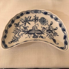 Set of Ten Meissen Blue Onion Large Crescent Shaped Dishes