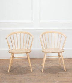 Set of Ten Mid-Century Bleached Elm Ercol Cowhorn Chairs