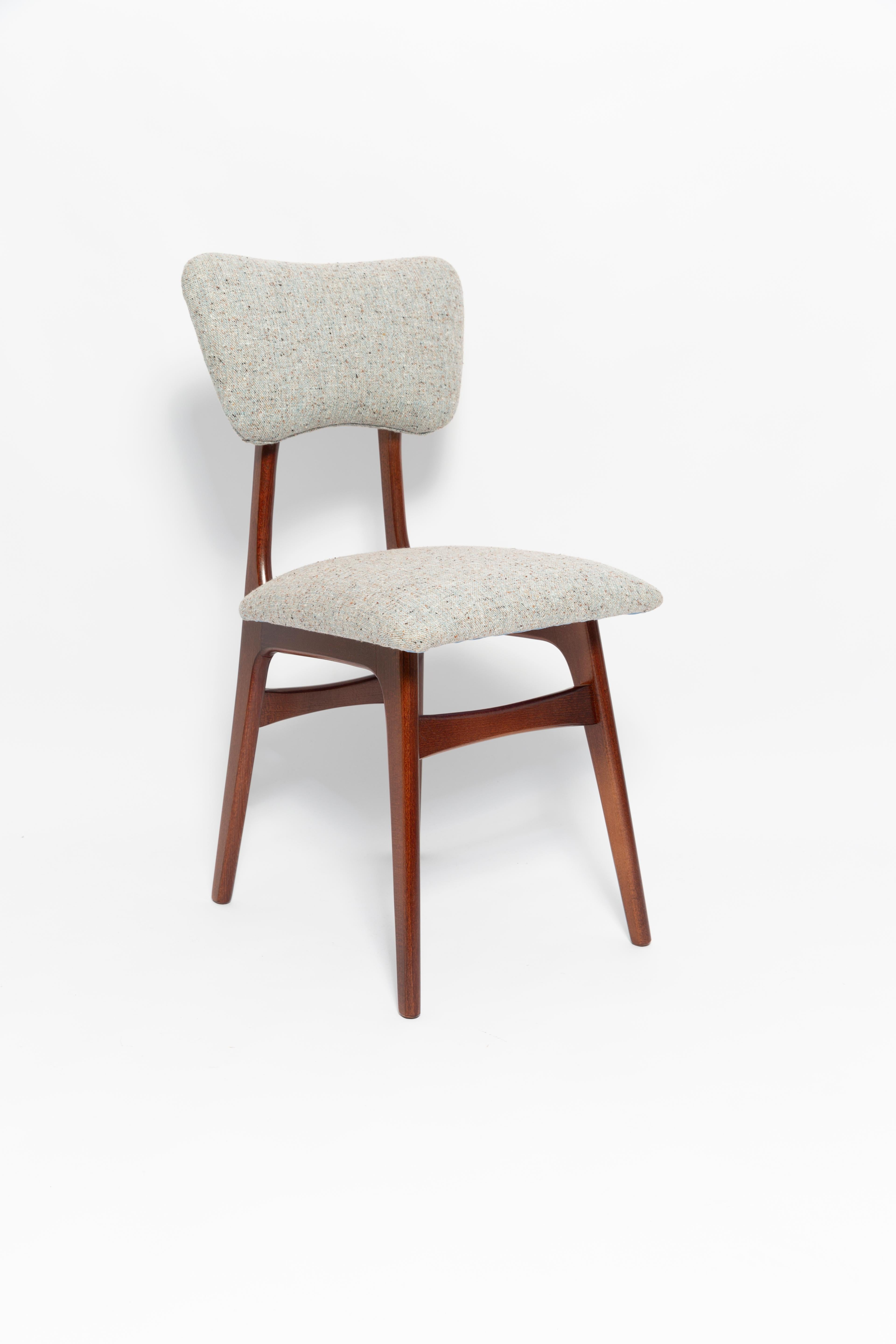 Mid-Century Modern Ensemble de dix chaises papillon du milieu du siècle, laine gris bleu, Europe, années 1960 en vente