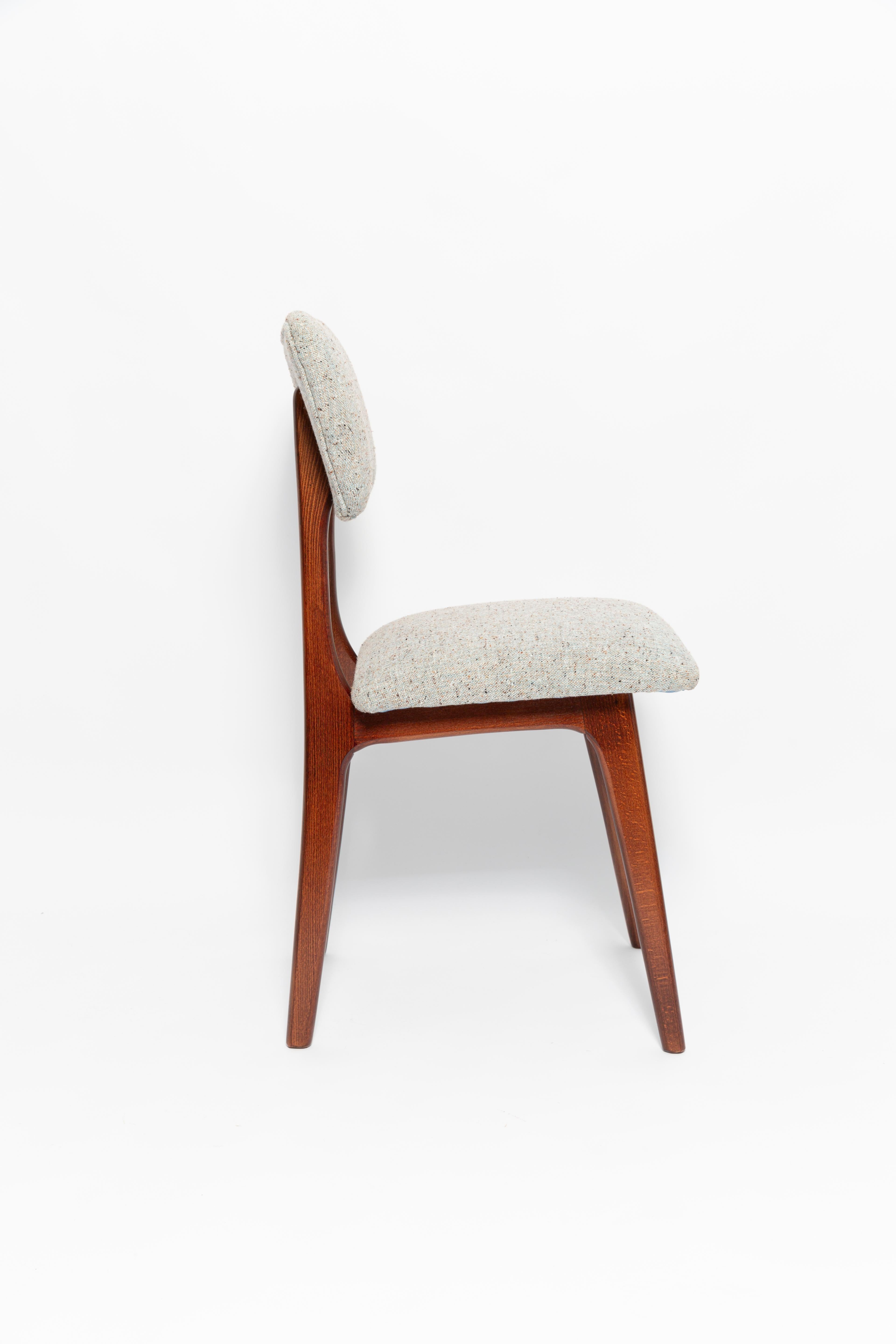Polonais Ensemble de dix chaises papillon du milieu du siècle, laine gris bleu, Europe, années 1960 en vente