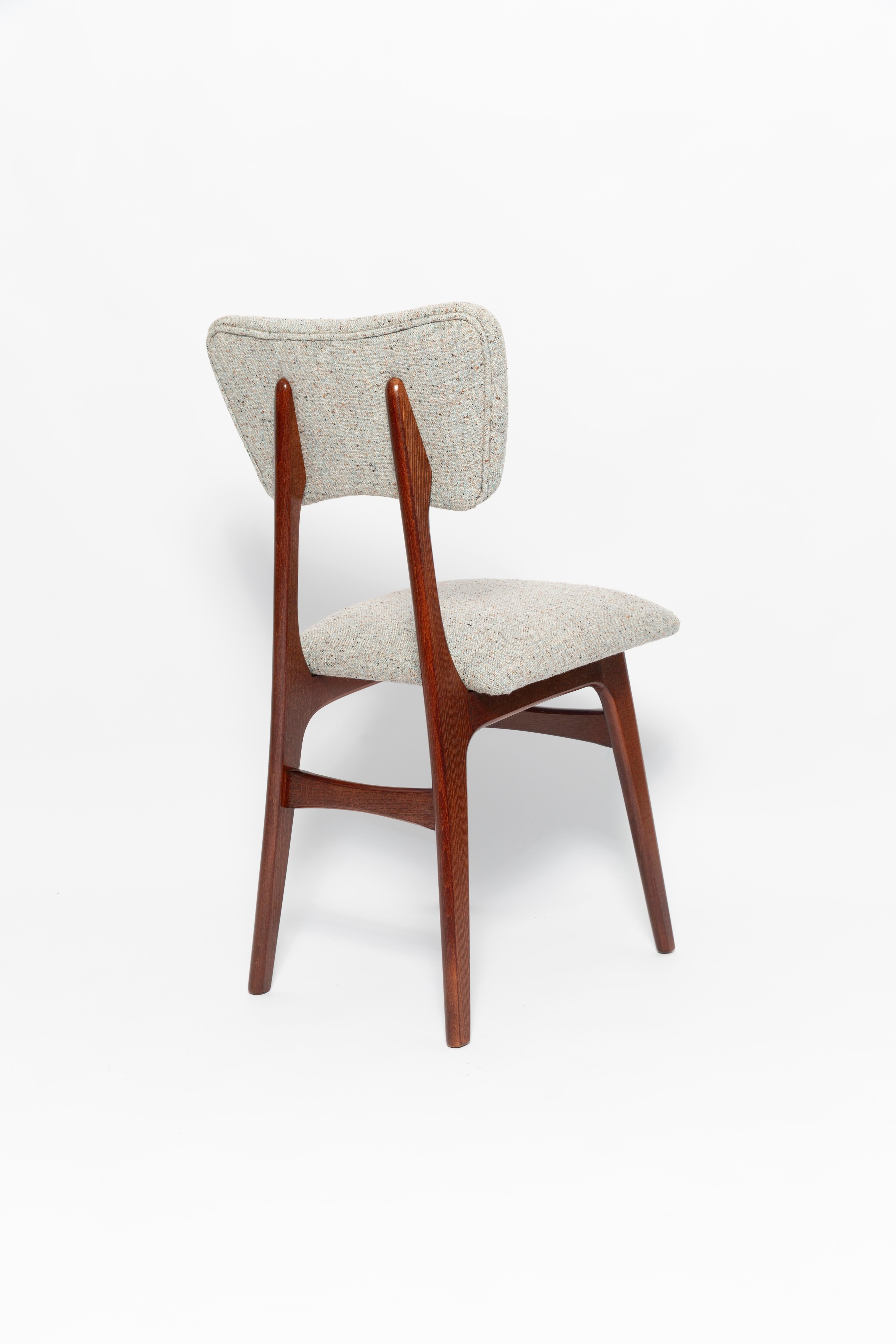 Fait main Ensemble de dix chaises papillon du milieu du siècle, laine gris bleu, Europe, années 1960 en vente