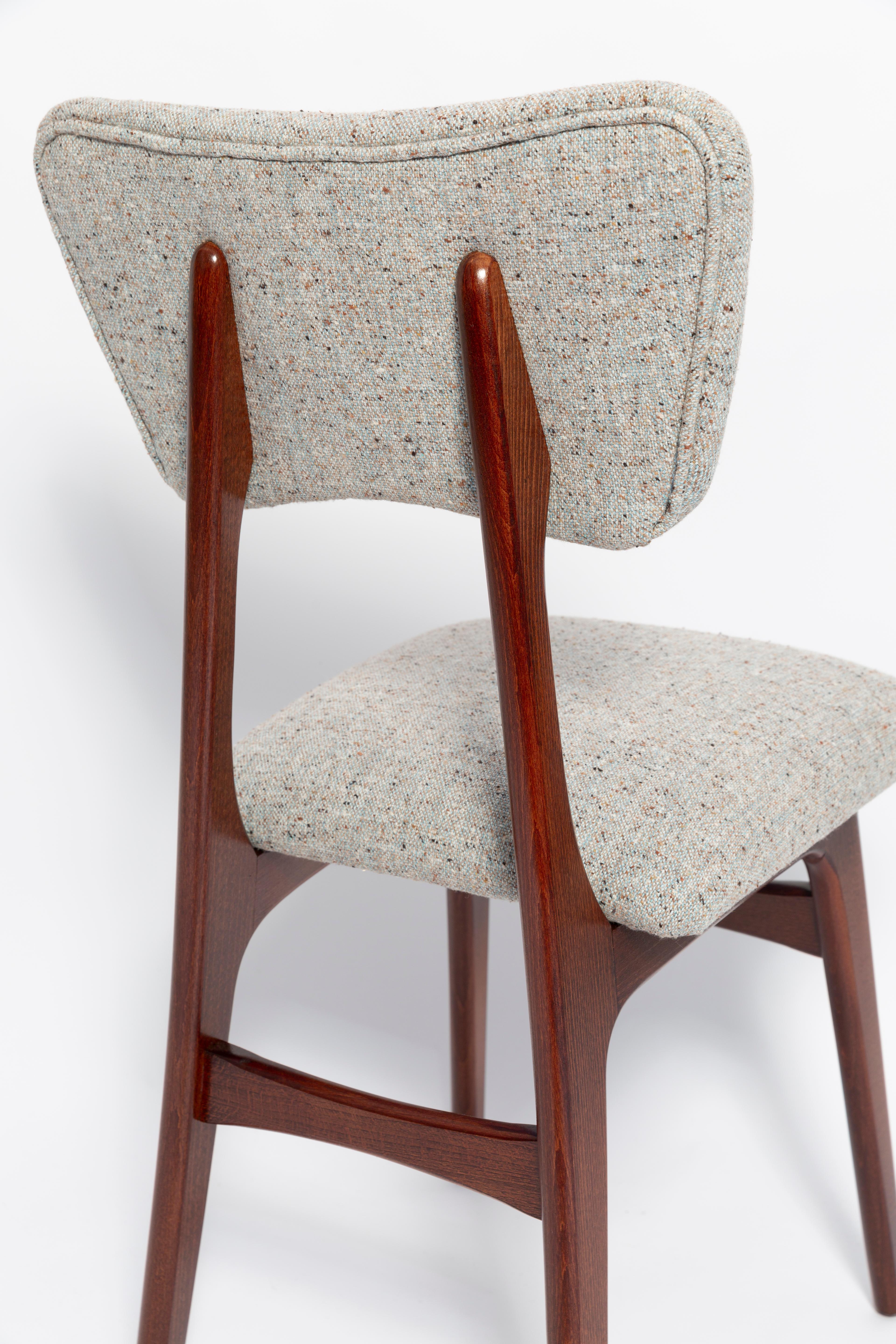 Ensemble de dix chaises papillon du milieu du siècle, laine gris bleu, Europe, années 1960 Excellent état - En vente à 05-080 Hornowek, PL
