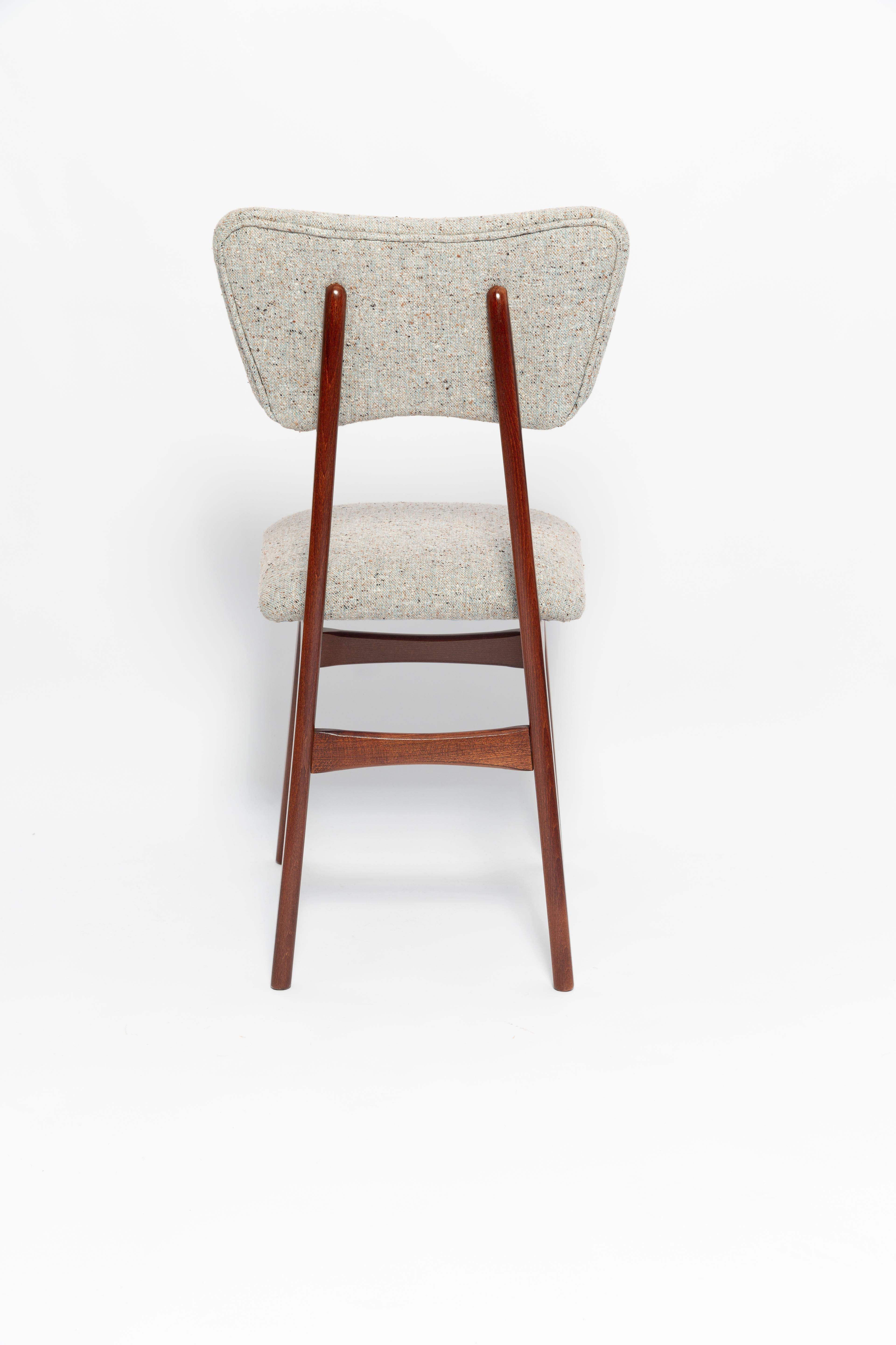 20ième siècle Ensemble de dix chaises papillon du milieu du siècle, laine gris bleu, Europe, années 1960 en vente