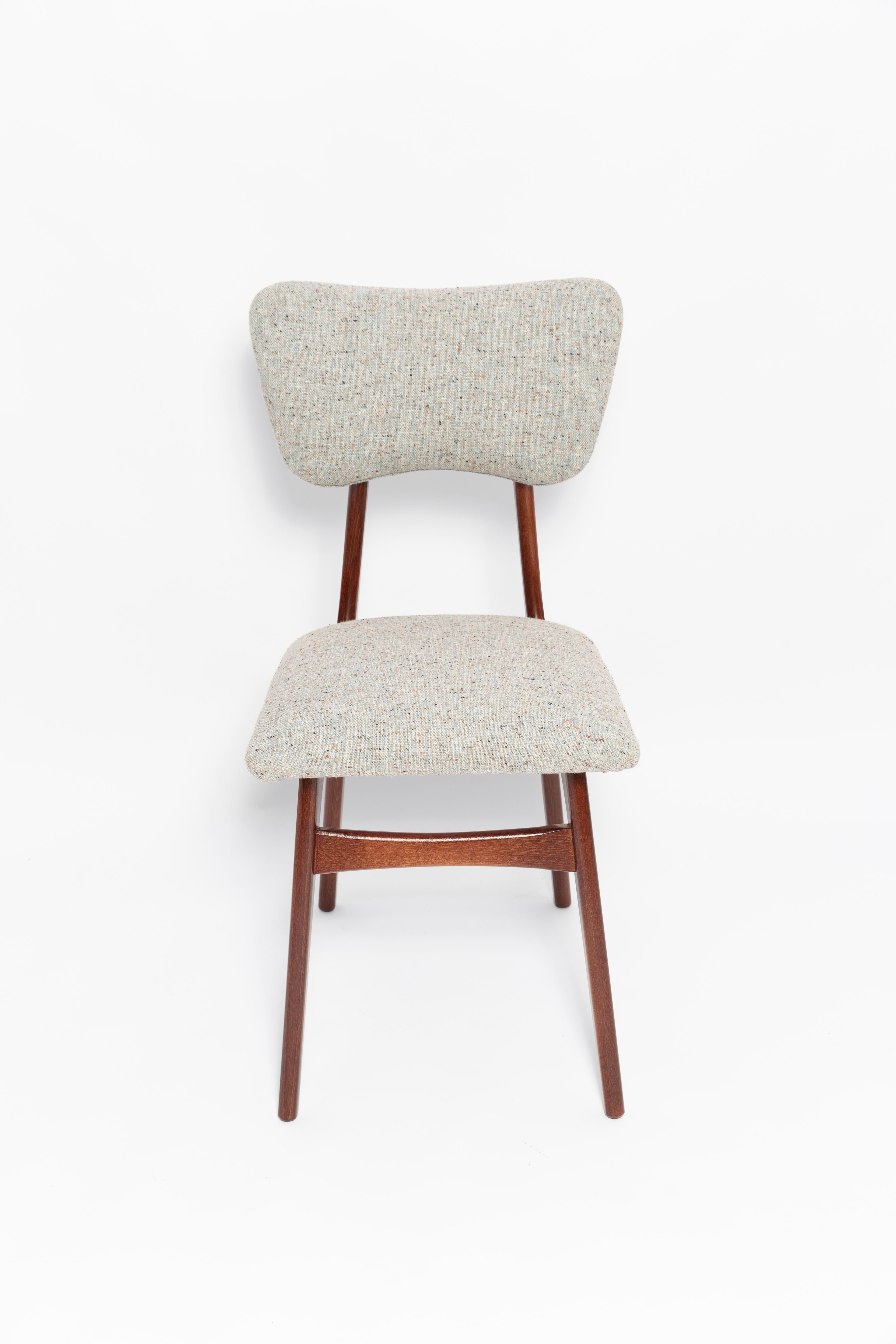 Ensemble de dix chaises papillon du milieu du siècle, laine gris bleu, Europe, années 1960 en vente 1