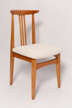 Set of Ten Mid-Century Cream Ivory Boucle Chairs, by M. Zielinski, Europe, 1960s